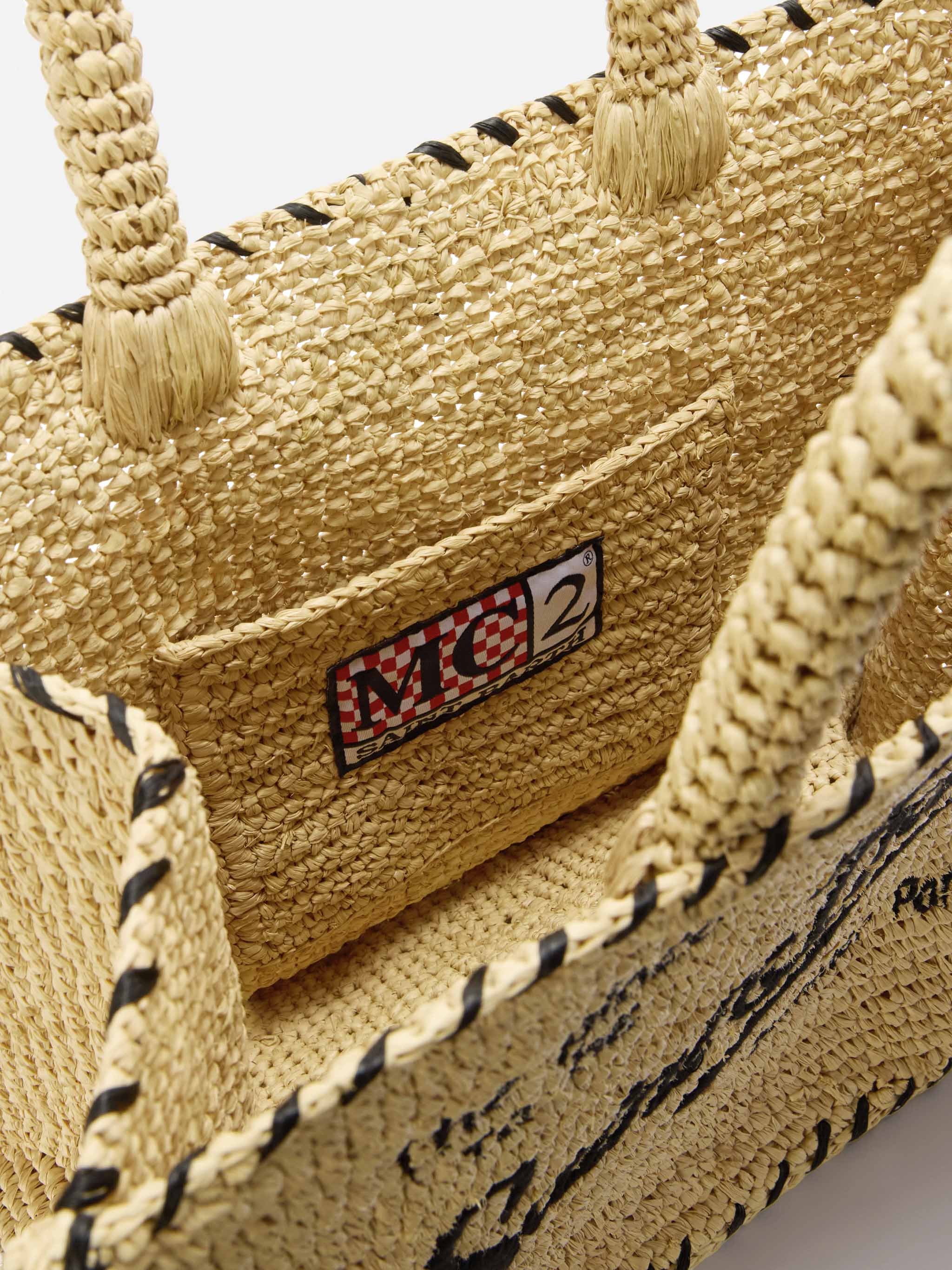 mc2-saint-barth-borsa-colette-in-raffia-beige-con-logo-ricamato-nero-e-nappetta image 5