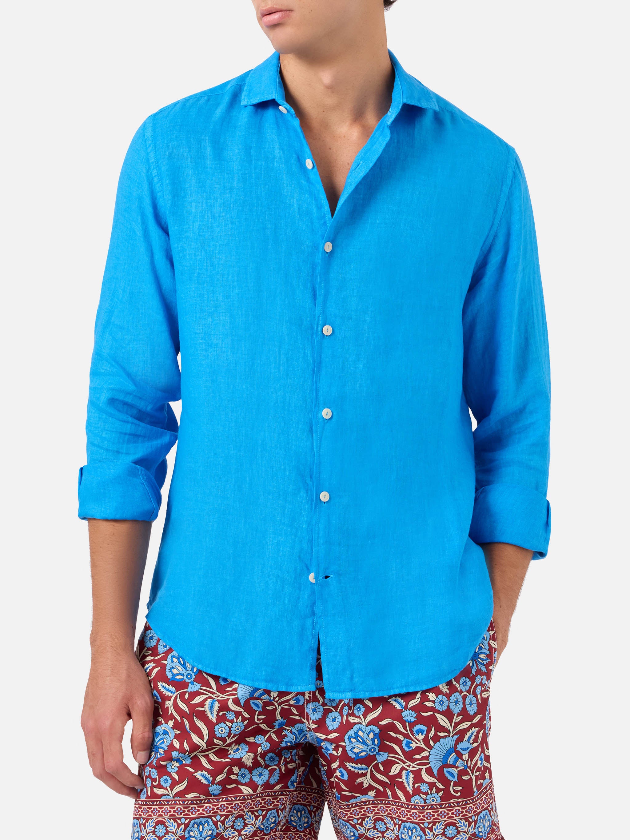 mc2-saint-barth-camicia-pamplona-uomo-in-puro-lino-stampa-watercolor-bluette image 1