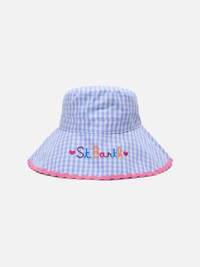 mc2-saint-barth-cuffia-neonata-in-cotone-stampa-vichy-celeste image 1