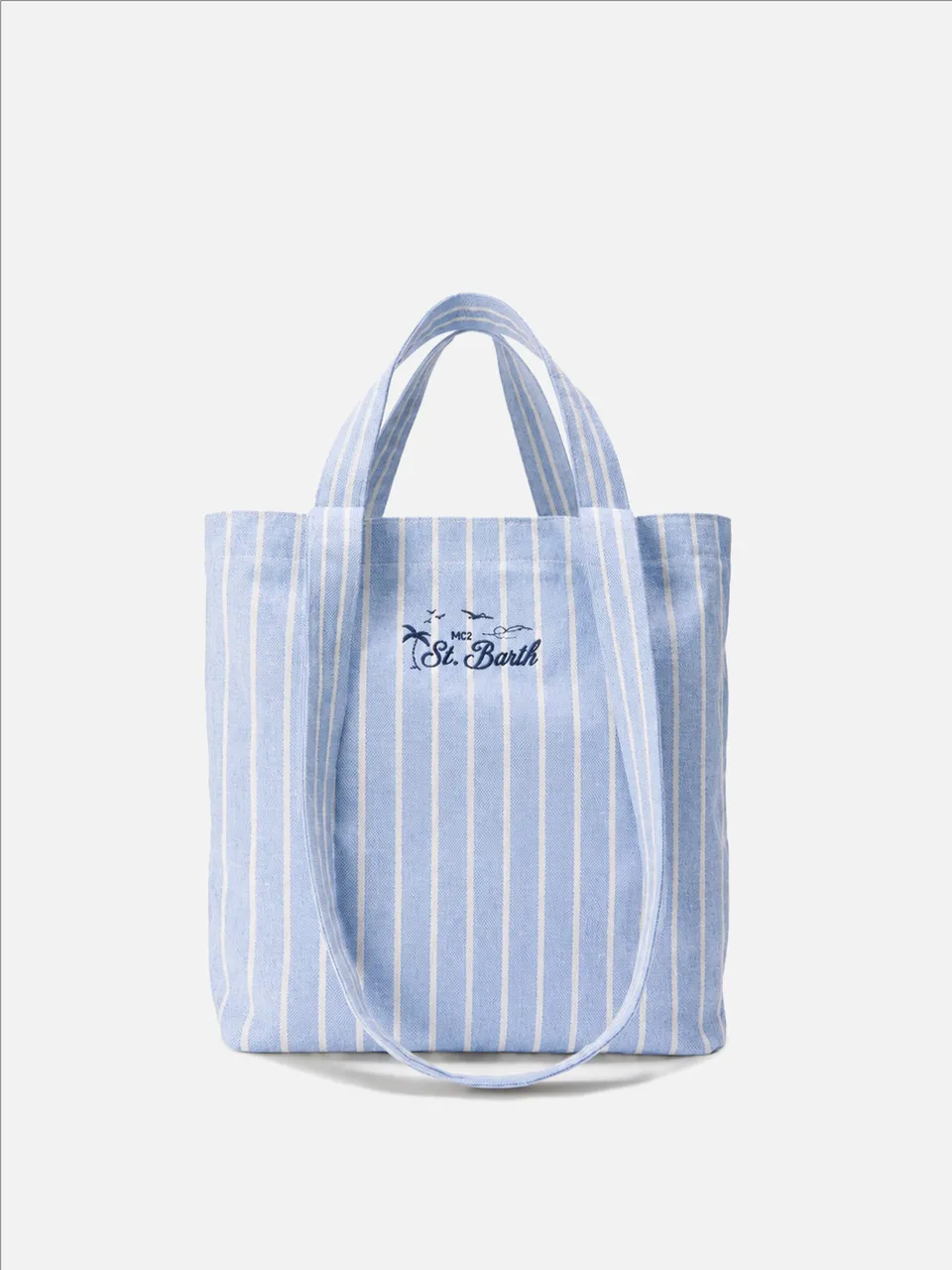 mc2-saint-barth-borsa-tote-essential-beach-in-cotone-a-righe-azzurre-e-bianche-m image 1