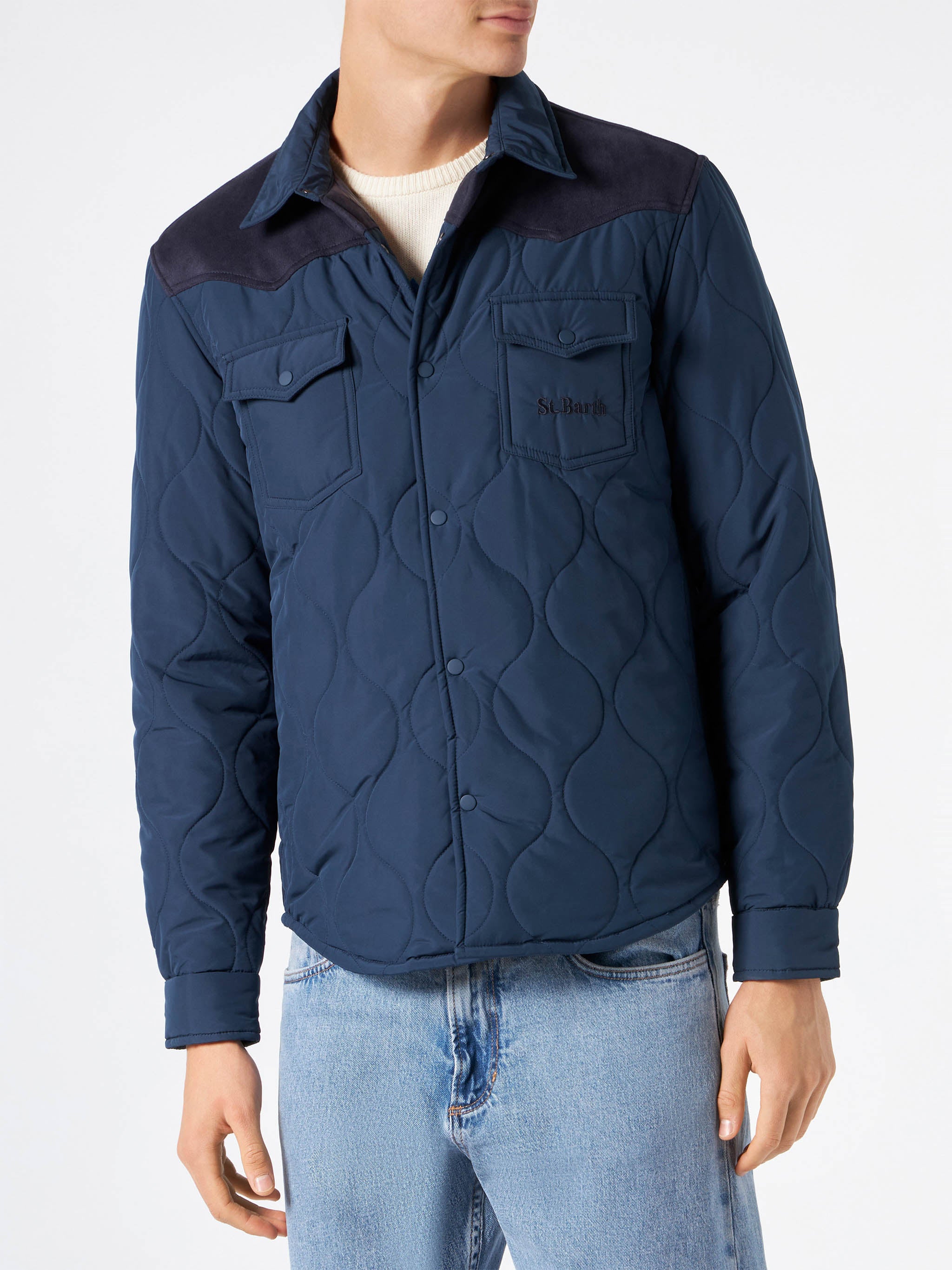 mc2-saint-barth-giacca-chalet-tex-uomo-blu-navy-effetto-suede-imbottita image 2
