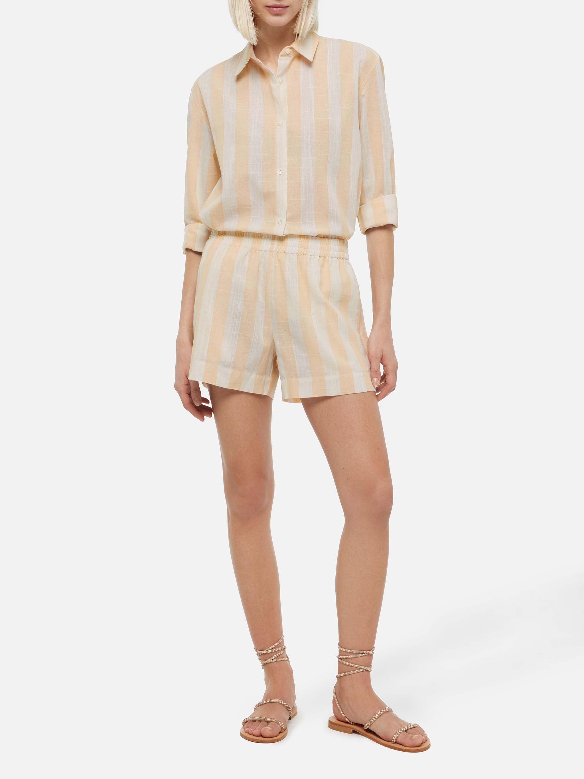 shorts-mc2-saint-barth-meave-pull-up-in-lino-con-stampa-a-righe-beige image 2