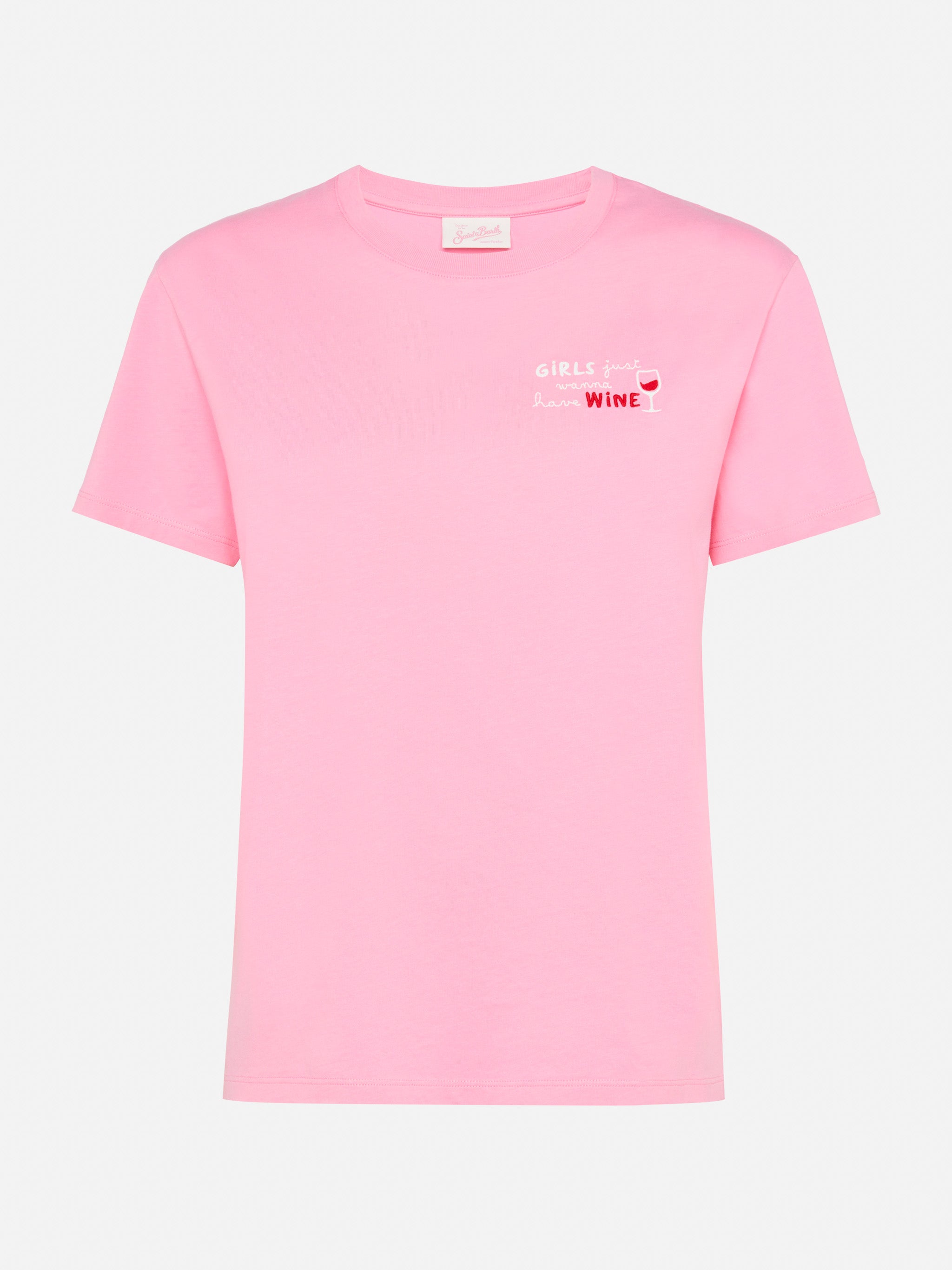 mc2-saint-barth-emilie-t-shirt-donna-cotone-rosa-girls-just-wanna-have-wine image 3