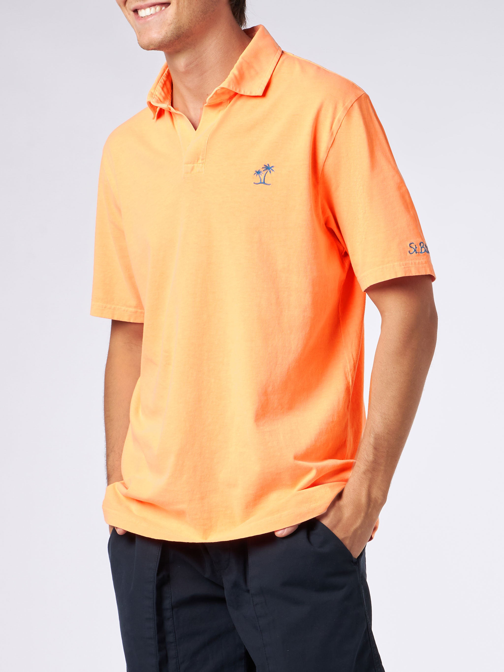 mc2-saint-barth-polo-brighton-in-jersey-di-cotone-arancione image 1