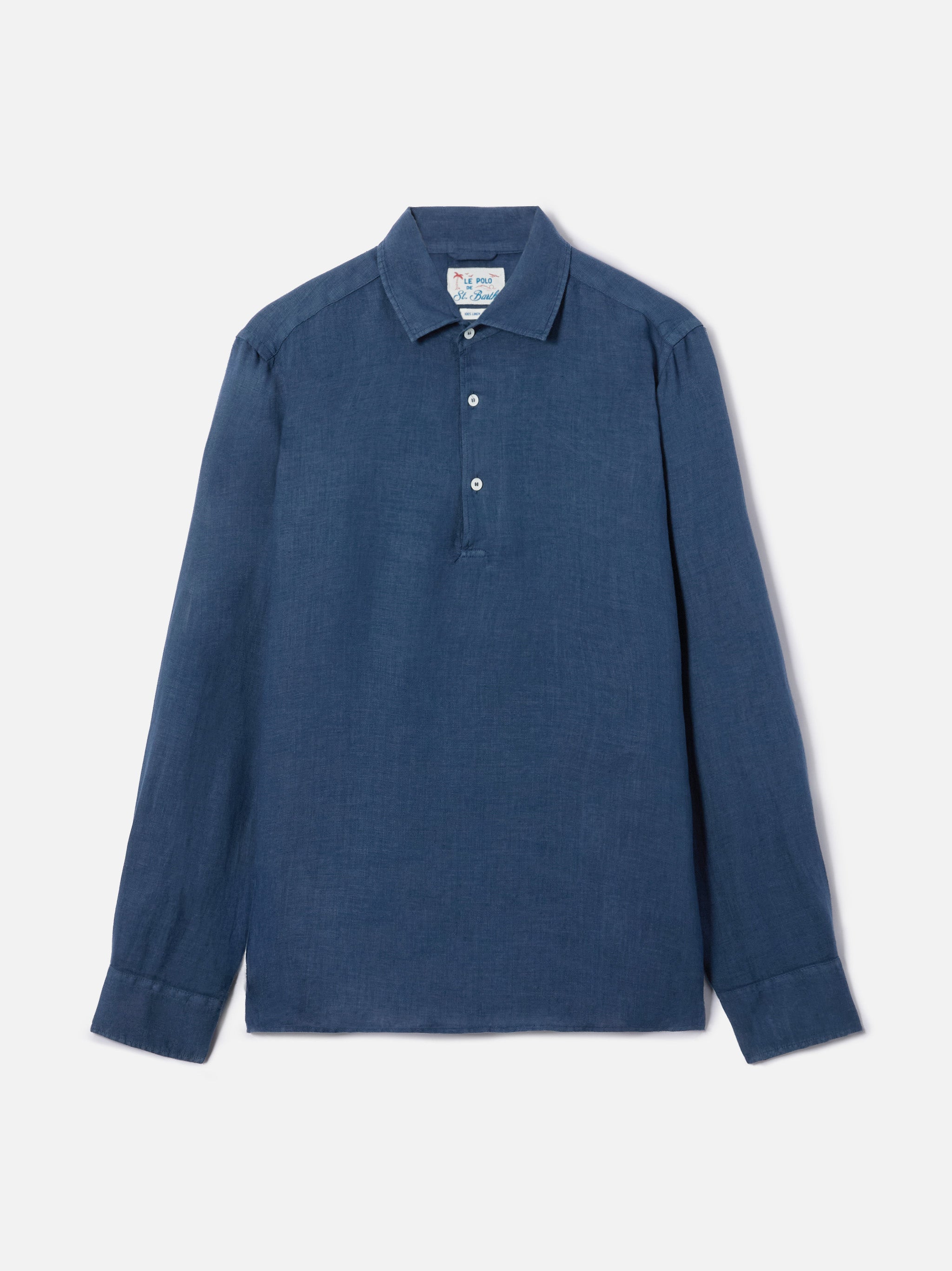 mc2-saint-barth-polo-raphael-in-puro-lino-blu-navy-da-uomo image 5