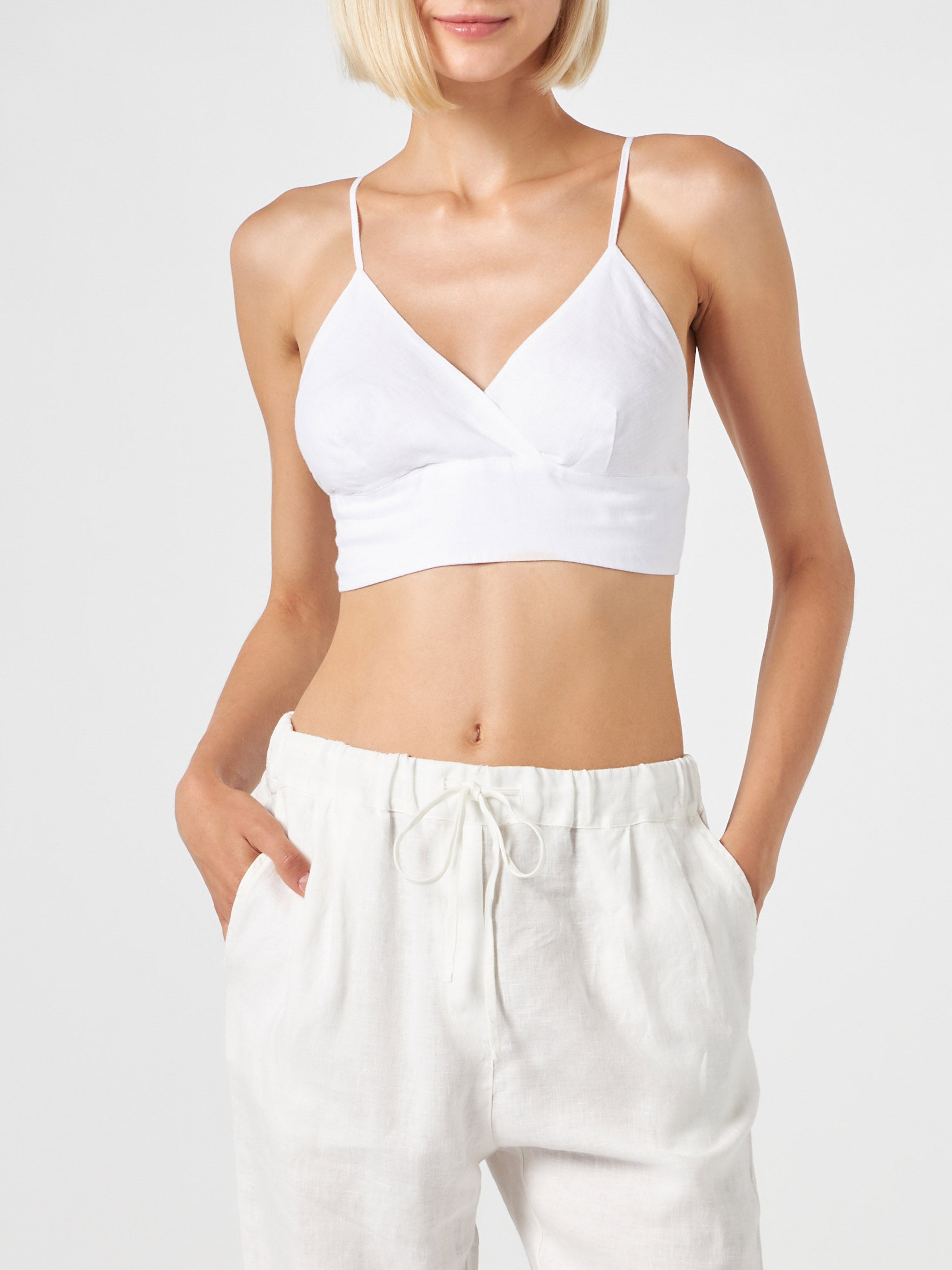 mc2-saint-barth-top-a-bralette-donna-in-lino-bianco image 2