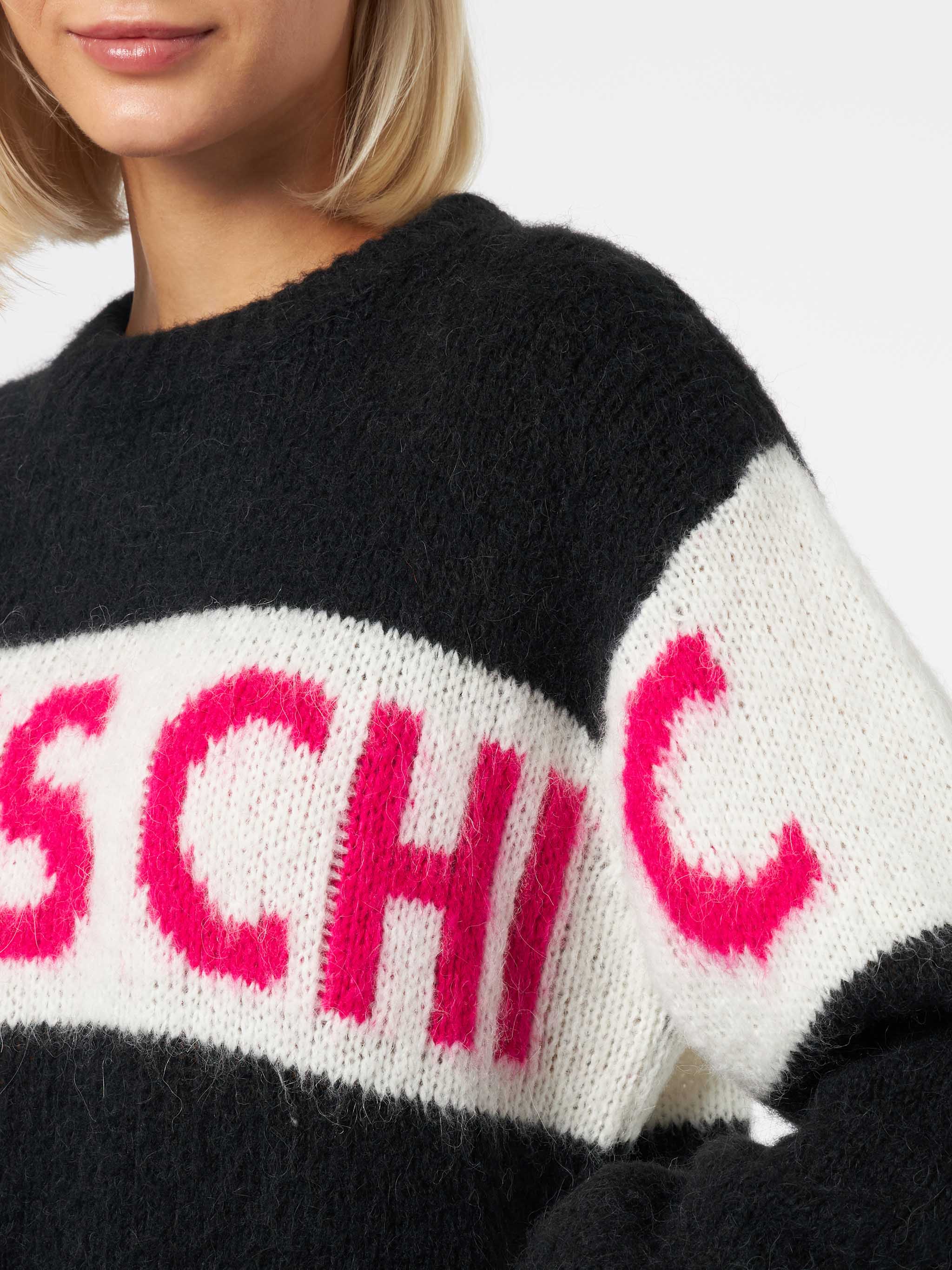 mc2-saint-barth-danya-soft-maglione-donna-nero-fucsia-jacquard-apr-s-chic image 4
