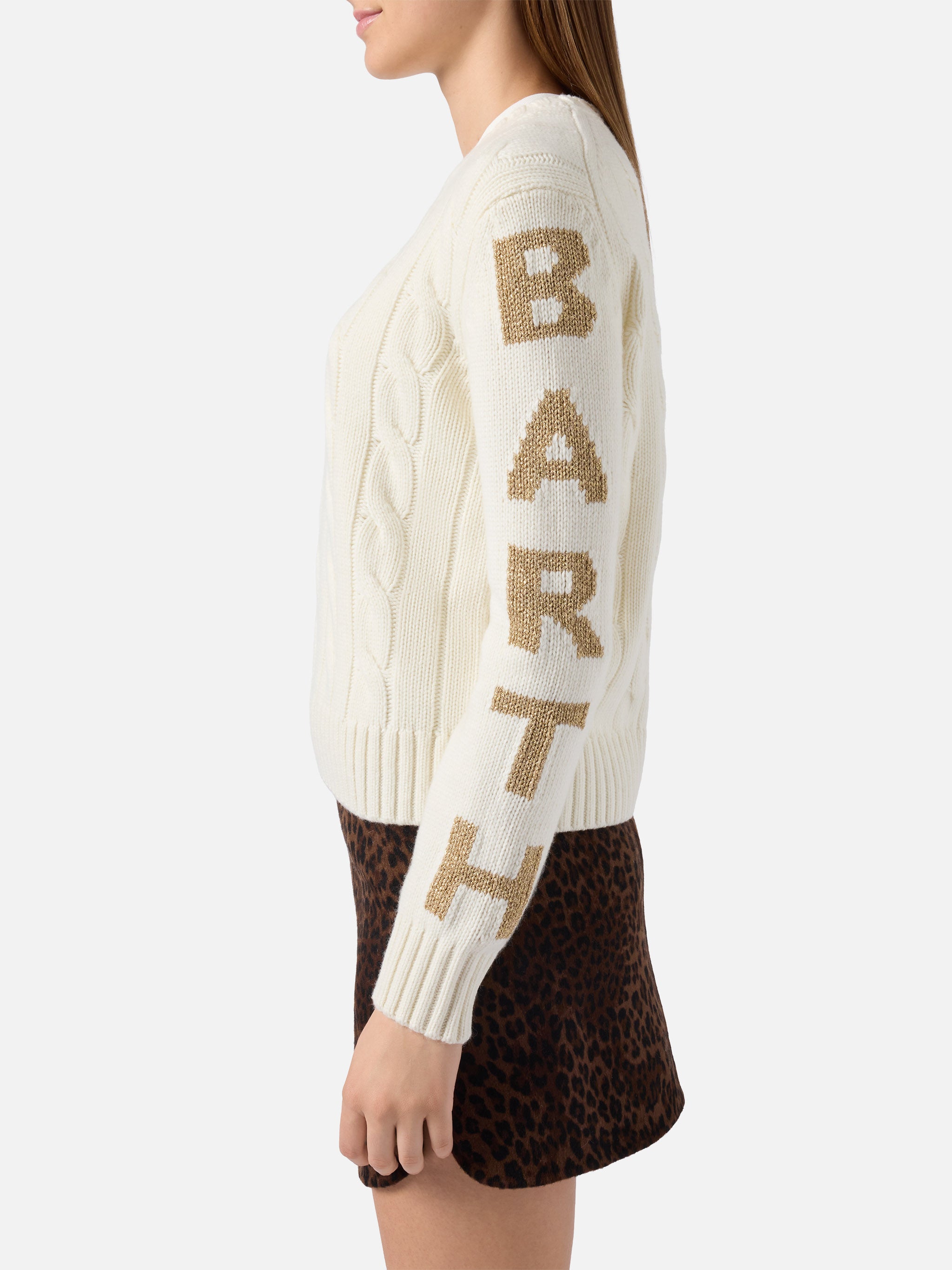 mc2-saint-barth-malmo-maglione-donna-bianco-a-trecce-con-lurex image 2
