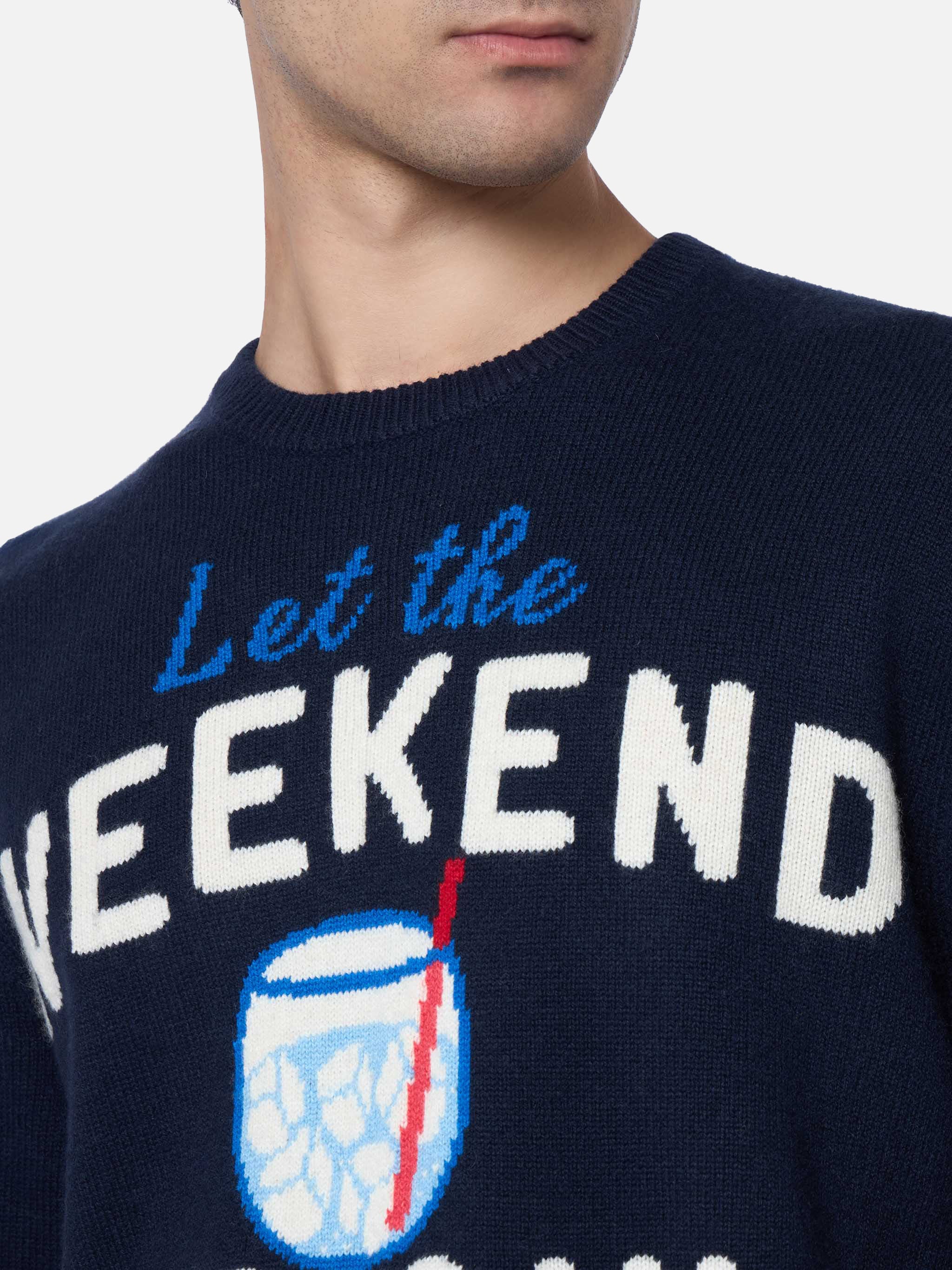 mc2-saint-barth-heron-maglione-uomo-blu-stampa-let-the-weekend-be-gin image 2