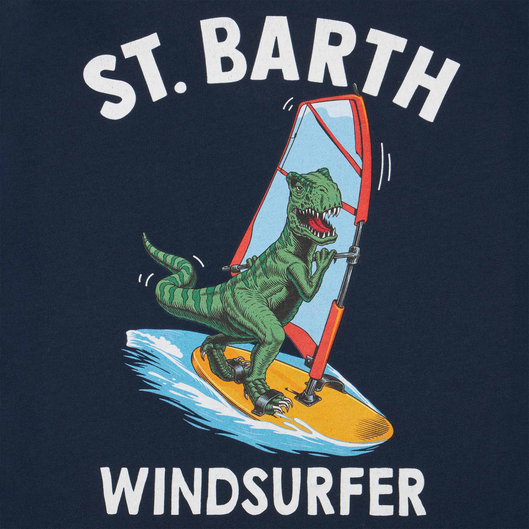 mc2-saint-barth-t-shirt-bambino-in-cotone-blu-stampa-dinosauri image 2