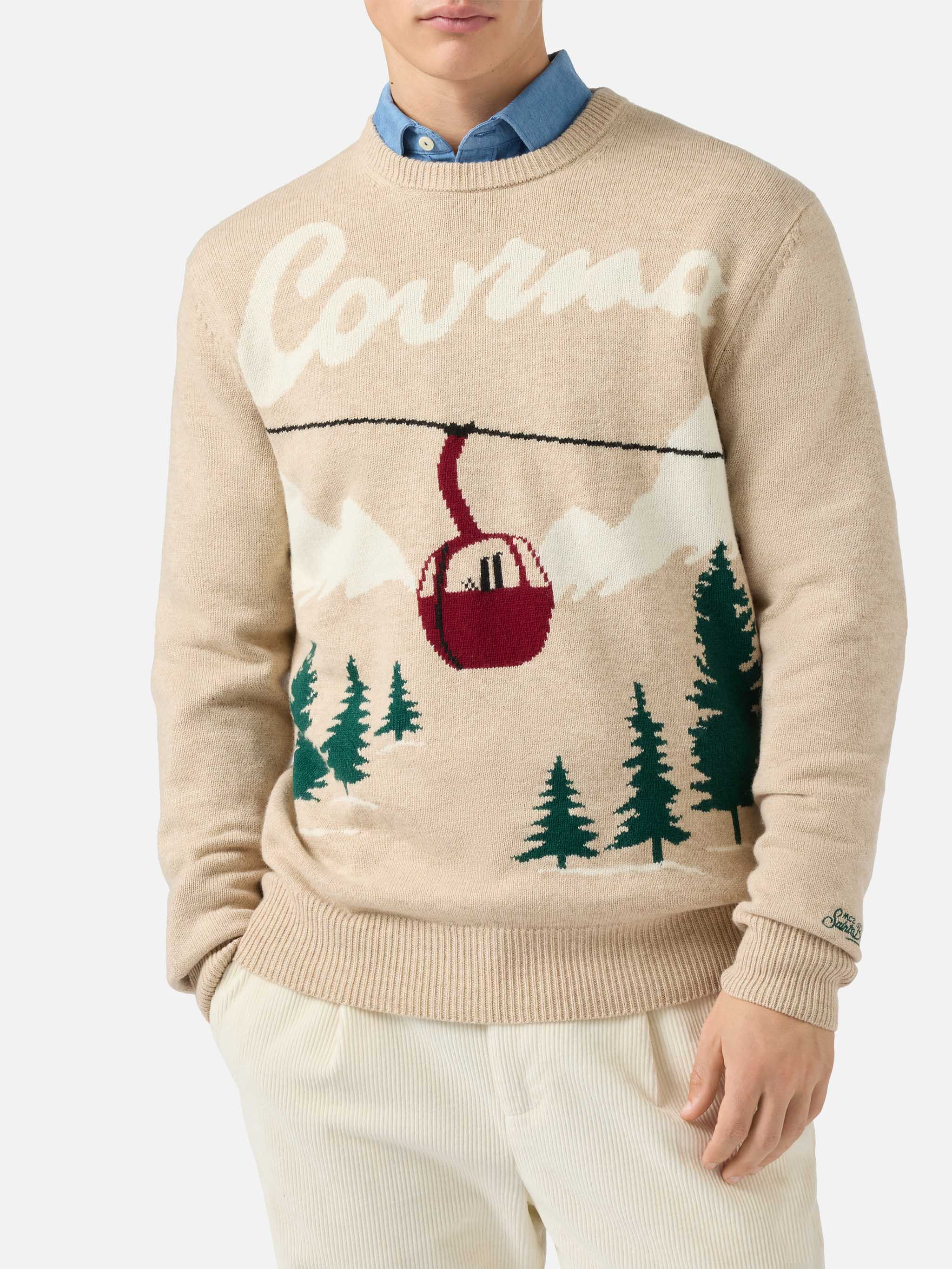 mc2-saint-barth-heron-maglione-girocollo-uomo-beige-jacquard-cartolina-courma image 1