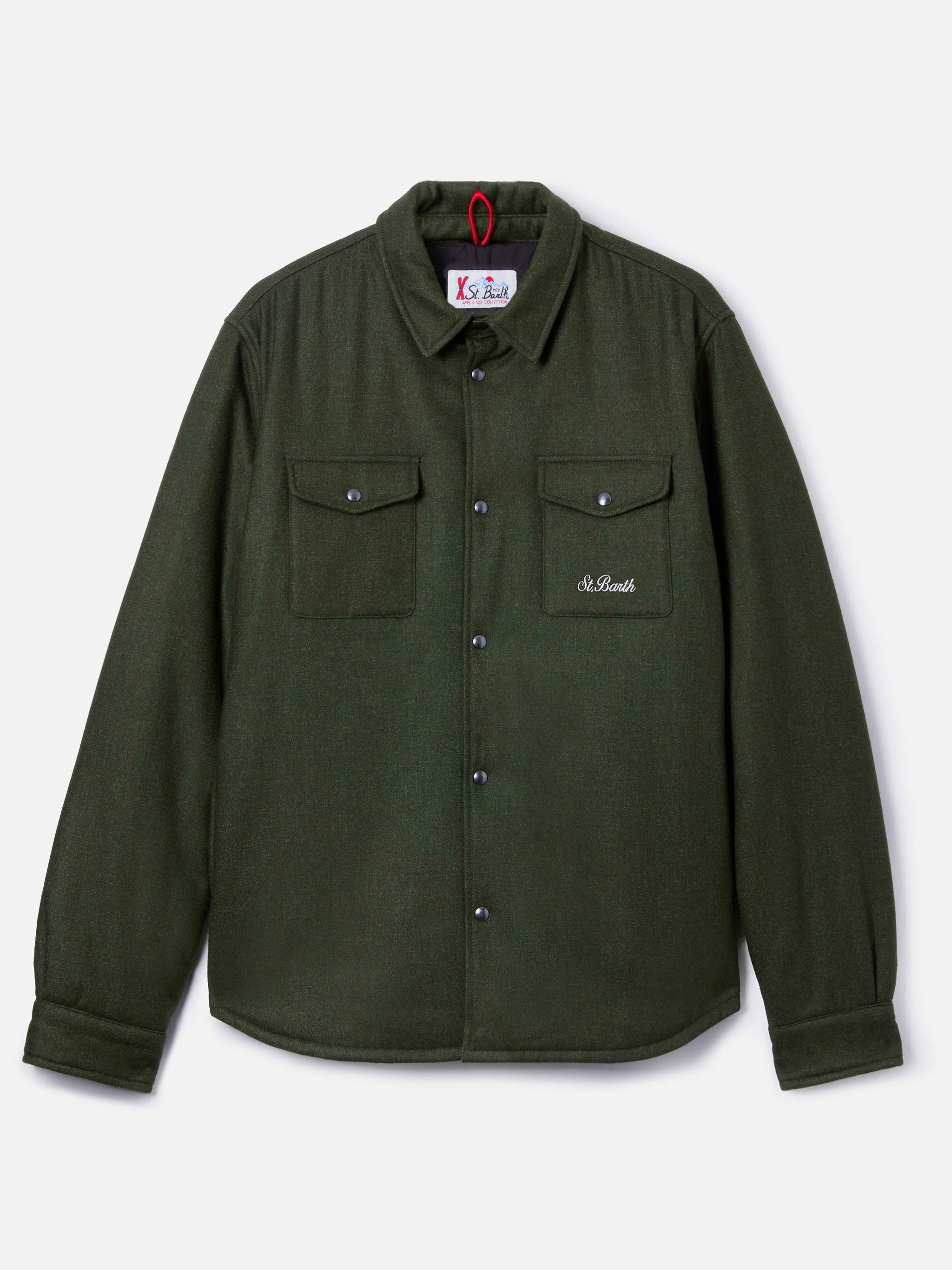 mc2-saint-barth-chalet-sovracamicia-uomo-verde-militare-in-lana-con-ricamo image 7