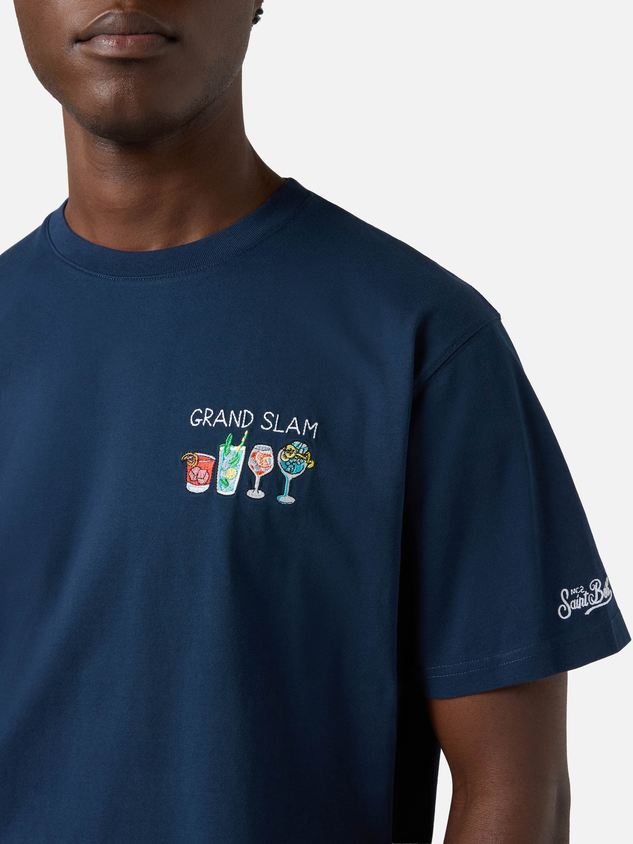mc2-saint-barth-t-shirt-portofino-uomo-blu-in-cotone-ricamo-grand-slam image 2