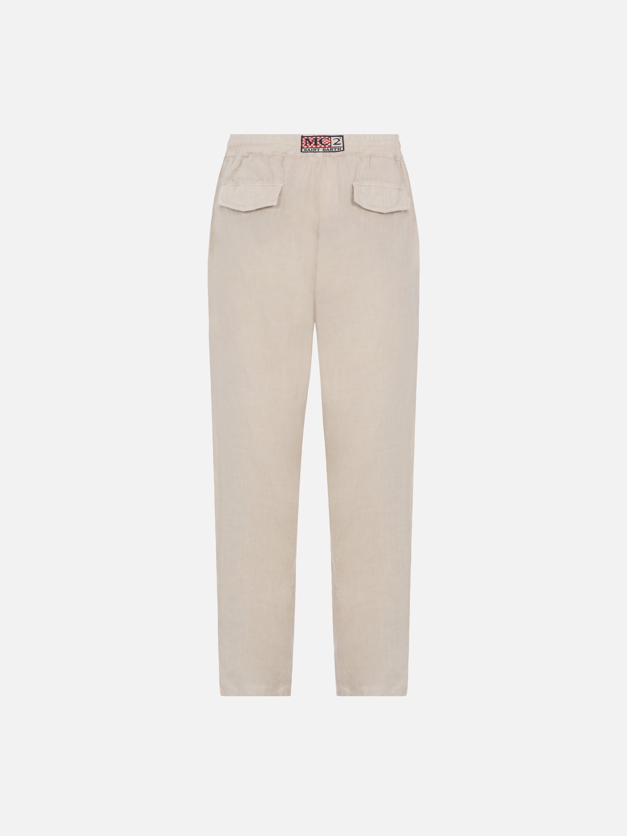 mc2-saint-barth-pantalone-uomo-in-lino-100-bianco-sporco-calais-vita-elasticizza image 5