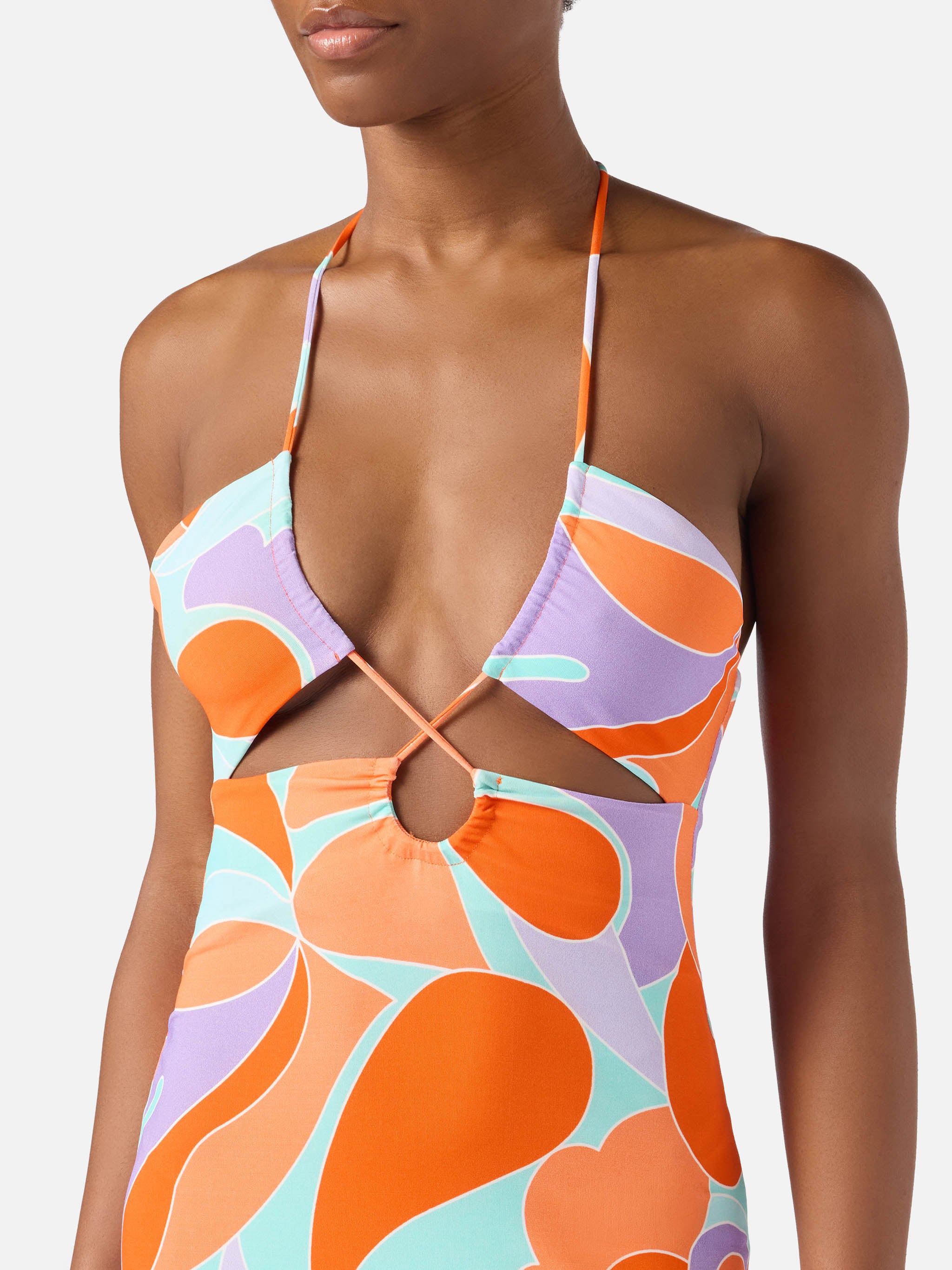 mc2-saint-barth-abito-longuette-cut-out-stampa-onde-verde image 2