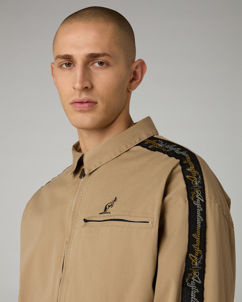 australian-tape-giacca-in-cotton-twill-caramello-con-banda-lux image 5
