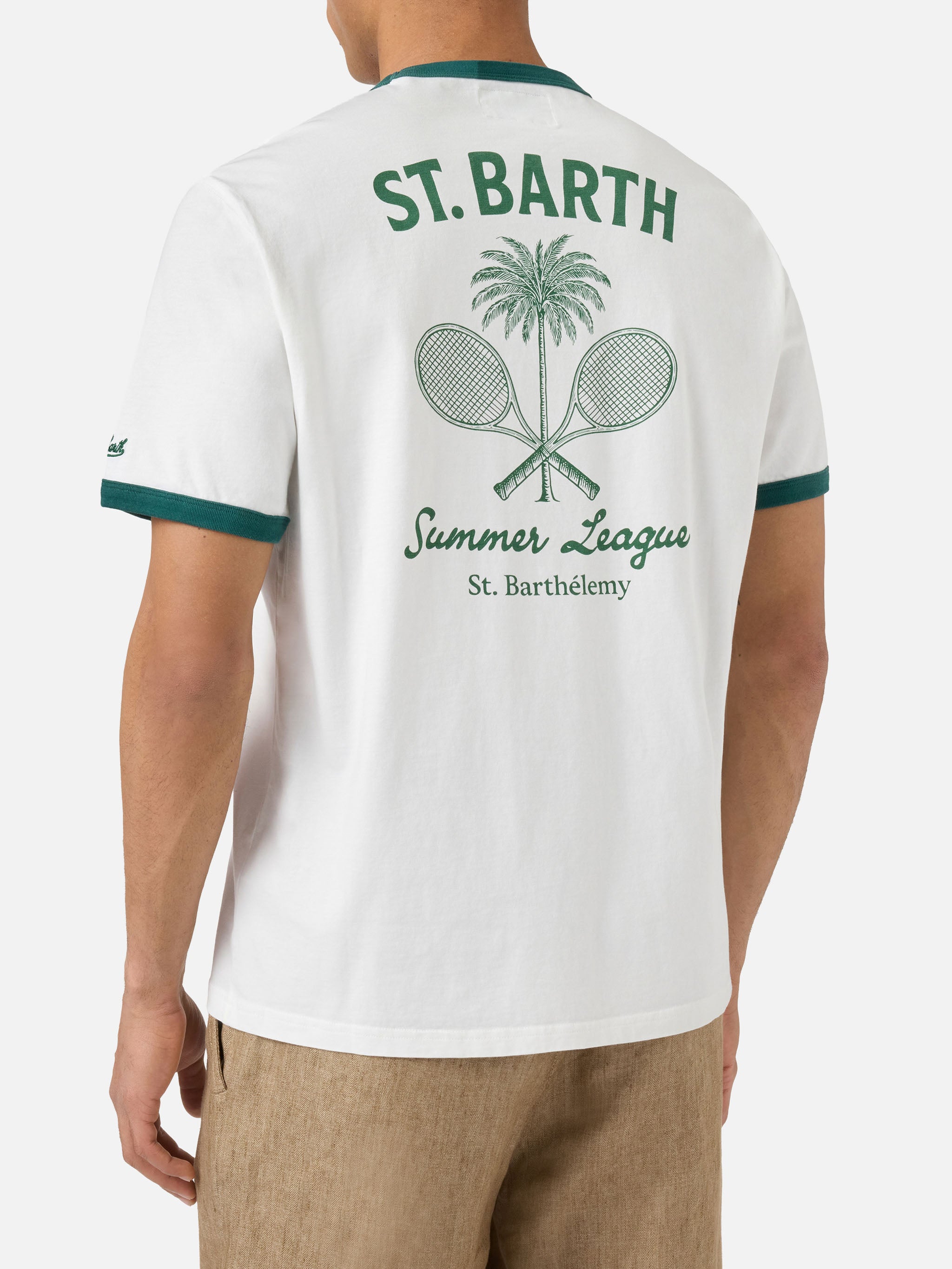 mc2-saint-barth-dean-t-shirt-uomo-panna-tennis-league-in-cotone-con-maxi-grafica image 4