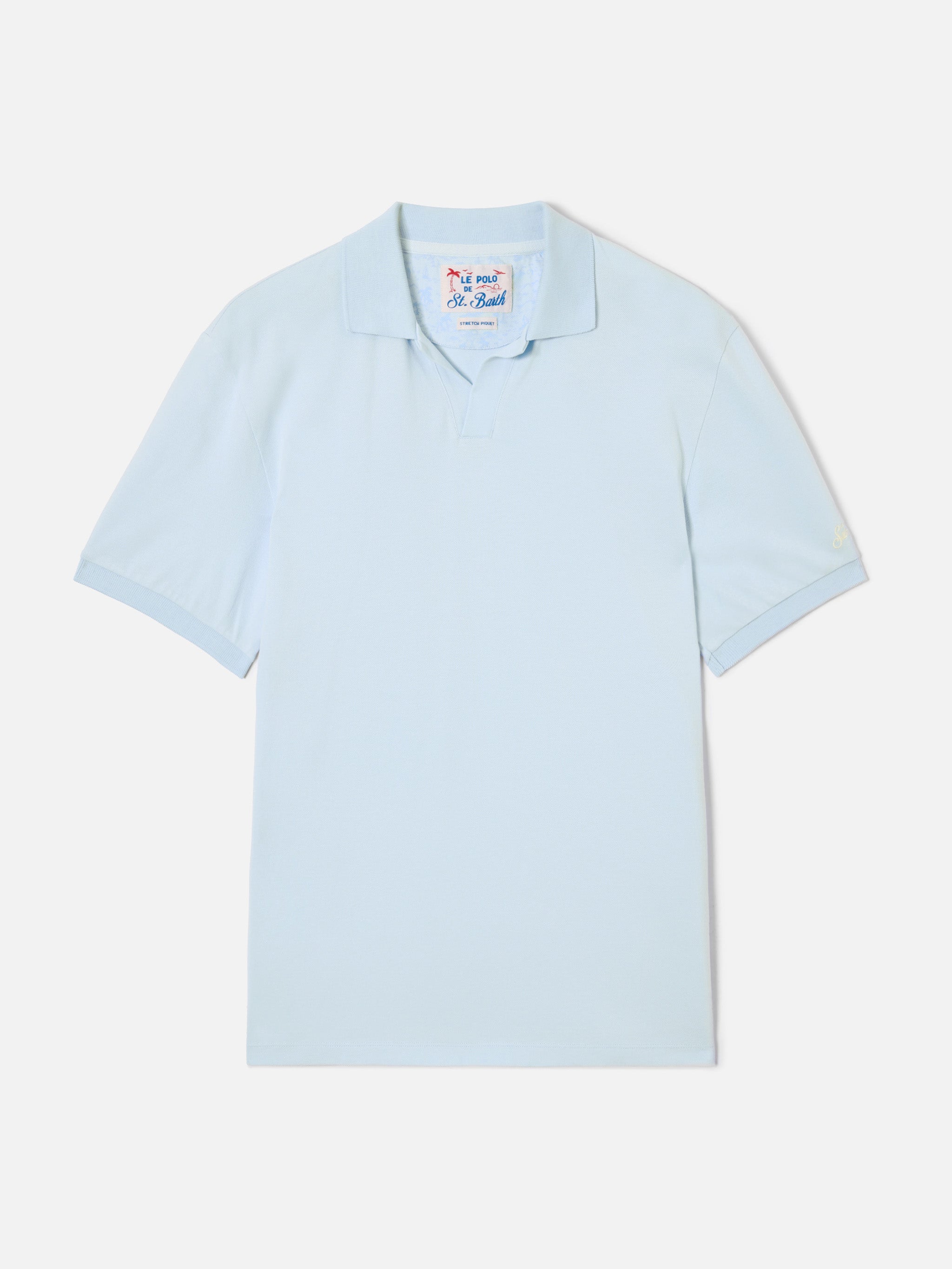 mc2-saint-barth-charles-polo-uomo-in-piquet-di-cotone-azzurra image 4