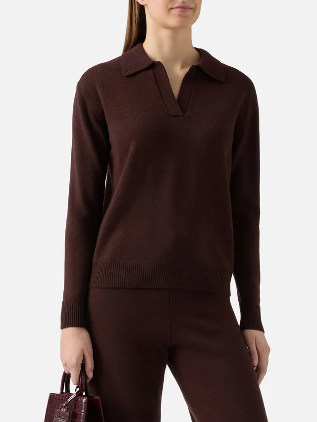 mc2-saint-barth-eze-maglione-polo-donna-marrone-100-lana image 1
