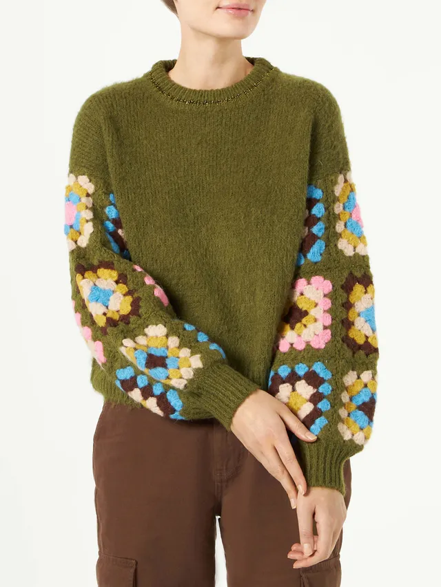mc2-saint-barth-danya-soft-crochet-maglione-verde-donna image 1