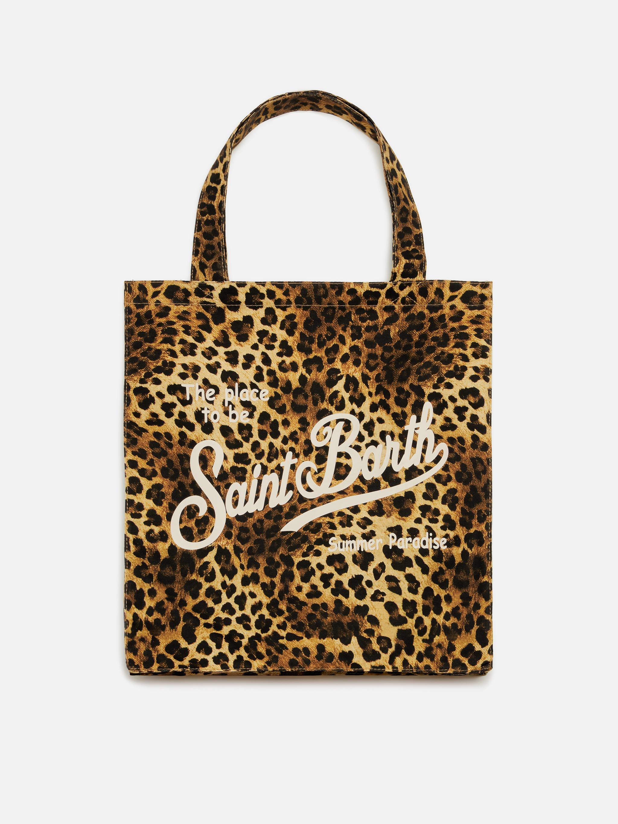 mc2-saint-barth-borsa-essential-cotone-animalier-marrone-logo-saint-barth image 1