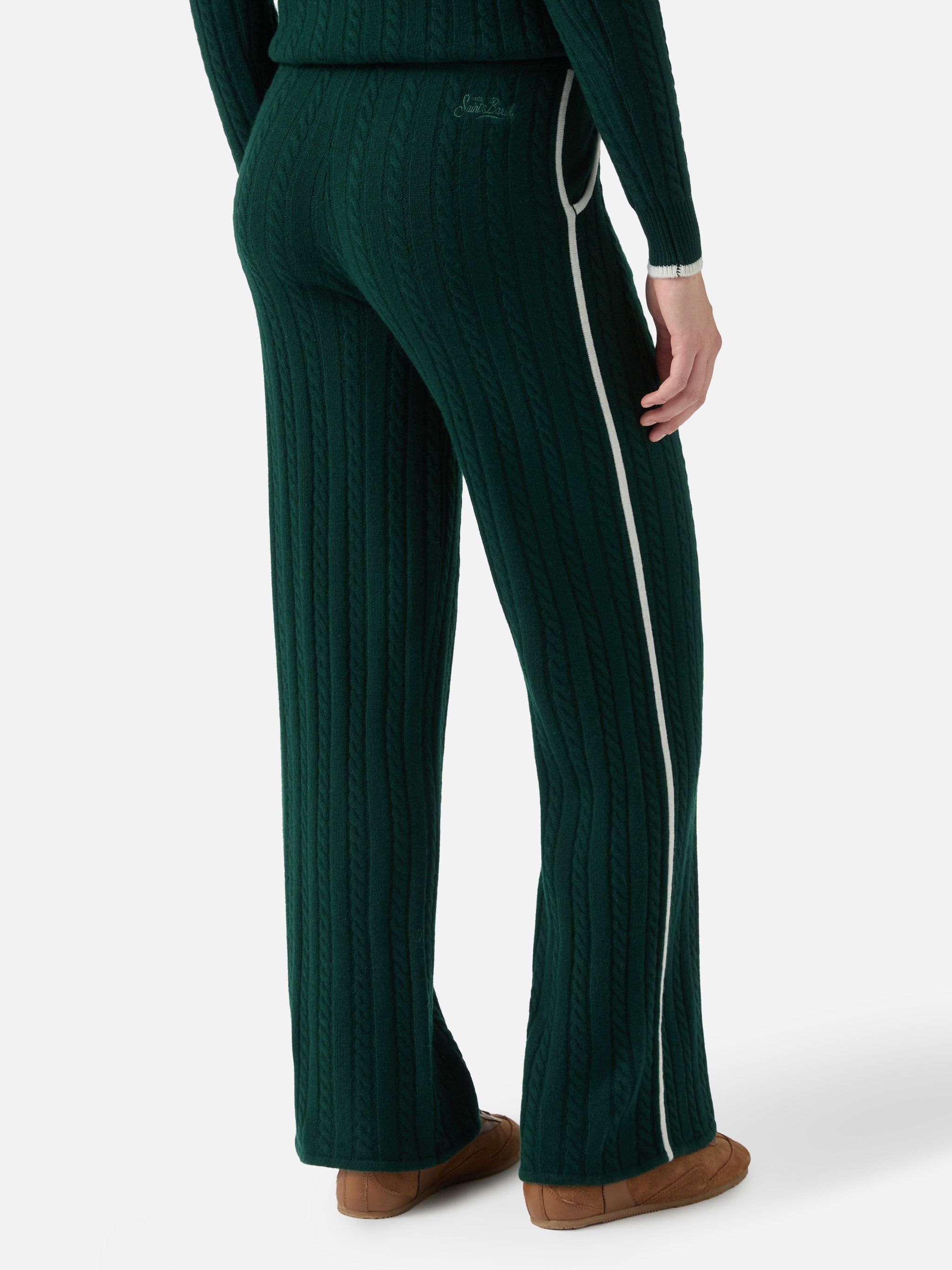 mc2-saint-barth-dinard-pantaloni-a-trecce-in-lana-verde-inglese-donna image 3