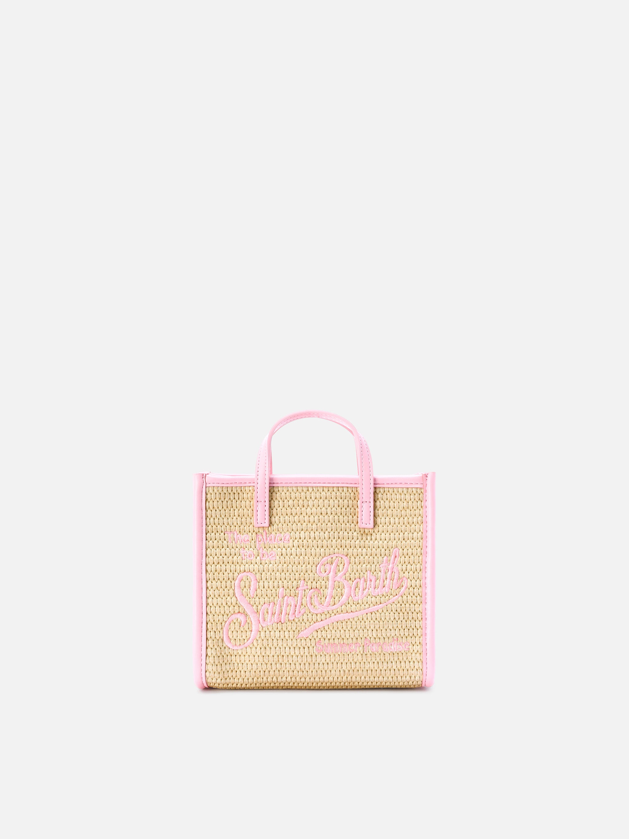 mc2-saint-barth-vivian-mini-borsa-in-tessuto-effetto-paglia-beige-con-logo-rosa image 1