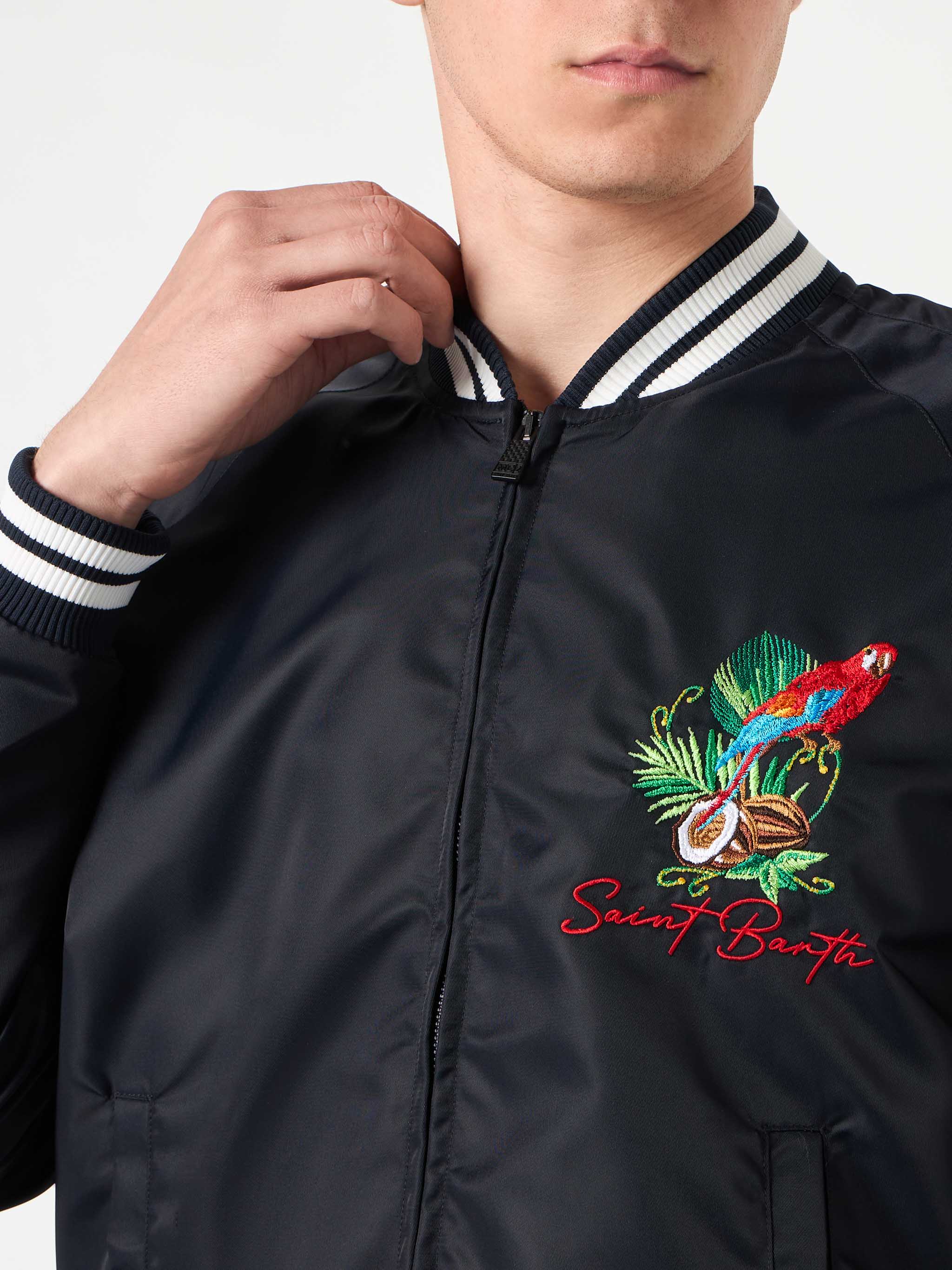 mc2-saint-barth-oakland-giacca-leggera-blu-navy-con-ricamo-pappagalli-uomo image 2