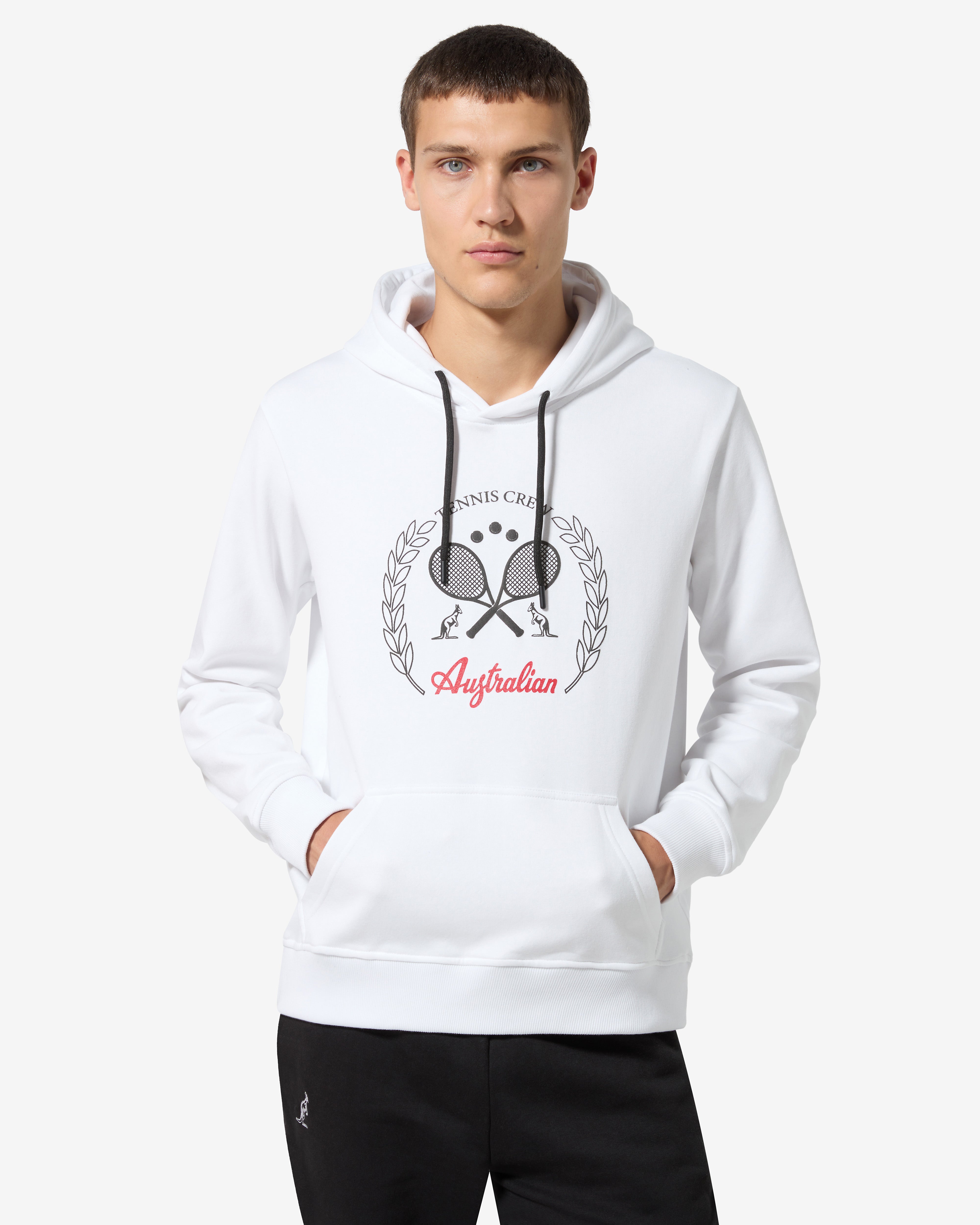 australian-tennis-crew-felpa-con-cappuccio-bianca-in-cotone image 1