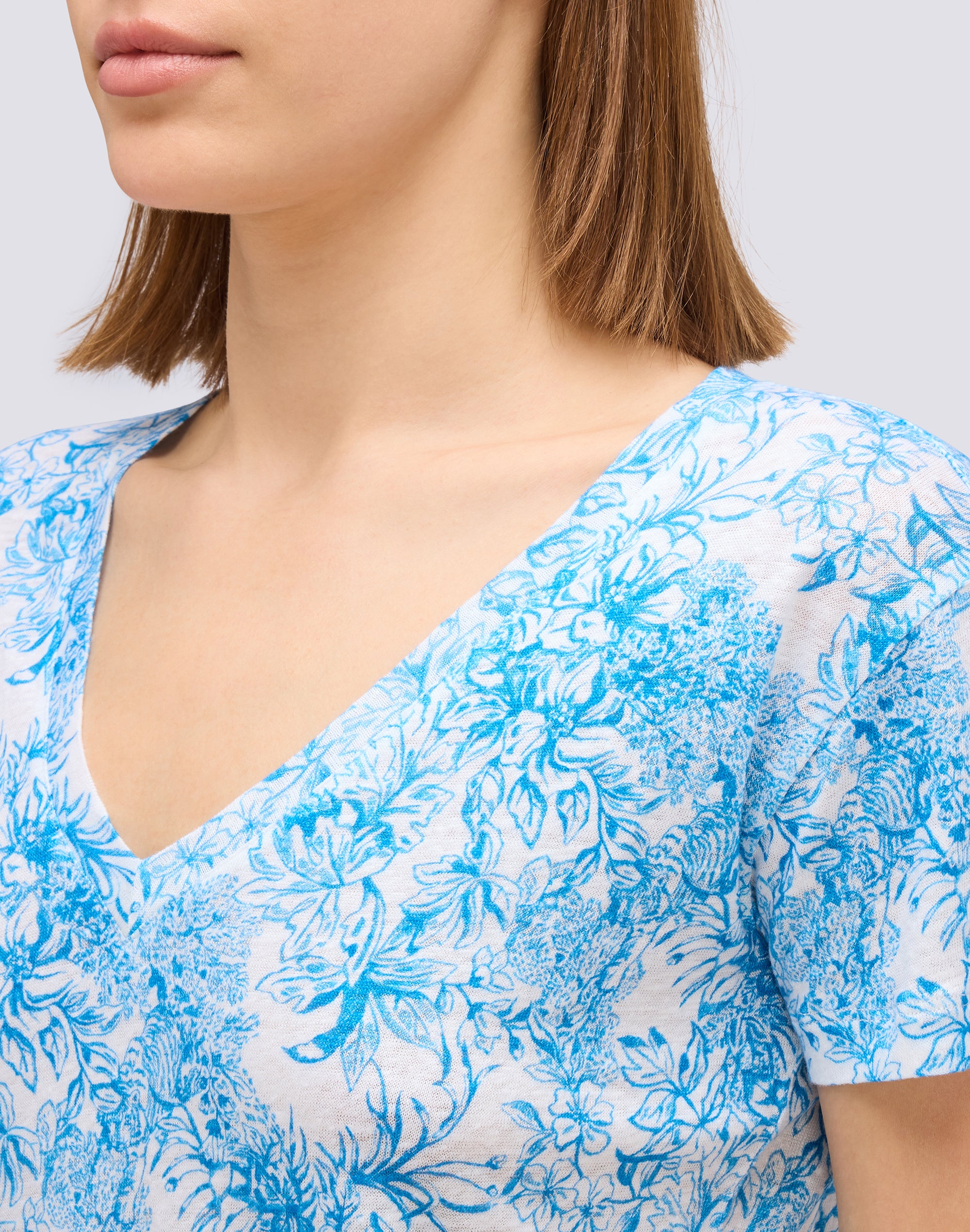 sundek-t-shirt-donna-mezze-maniche-in-lino-stampa-fleur-de-joie image 3