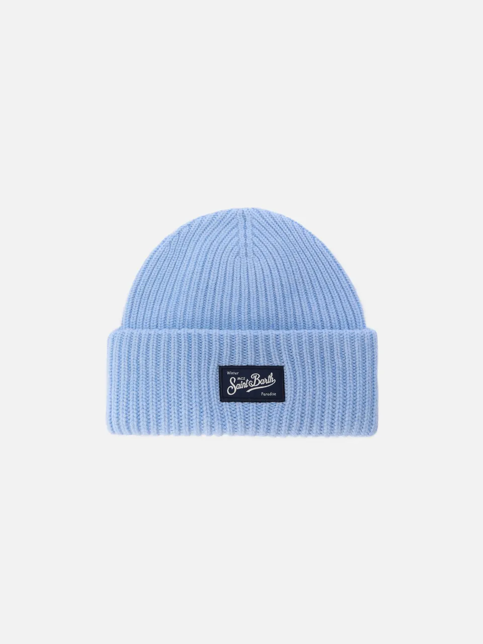 mc2-saint-barth-berry-berretto-azzurro-a-coste-in-blend-con-cashmere image 1