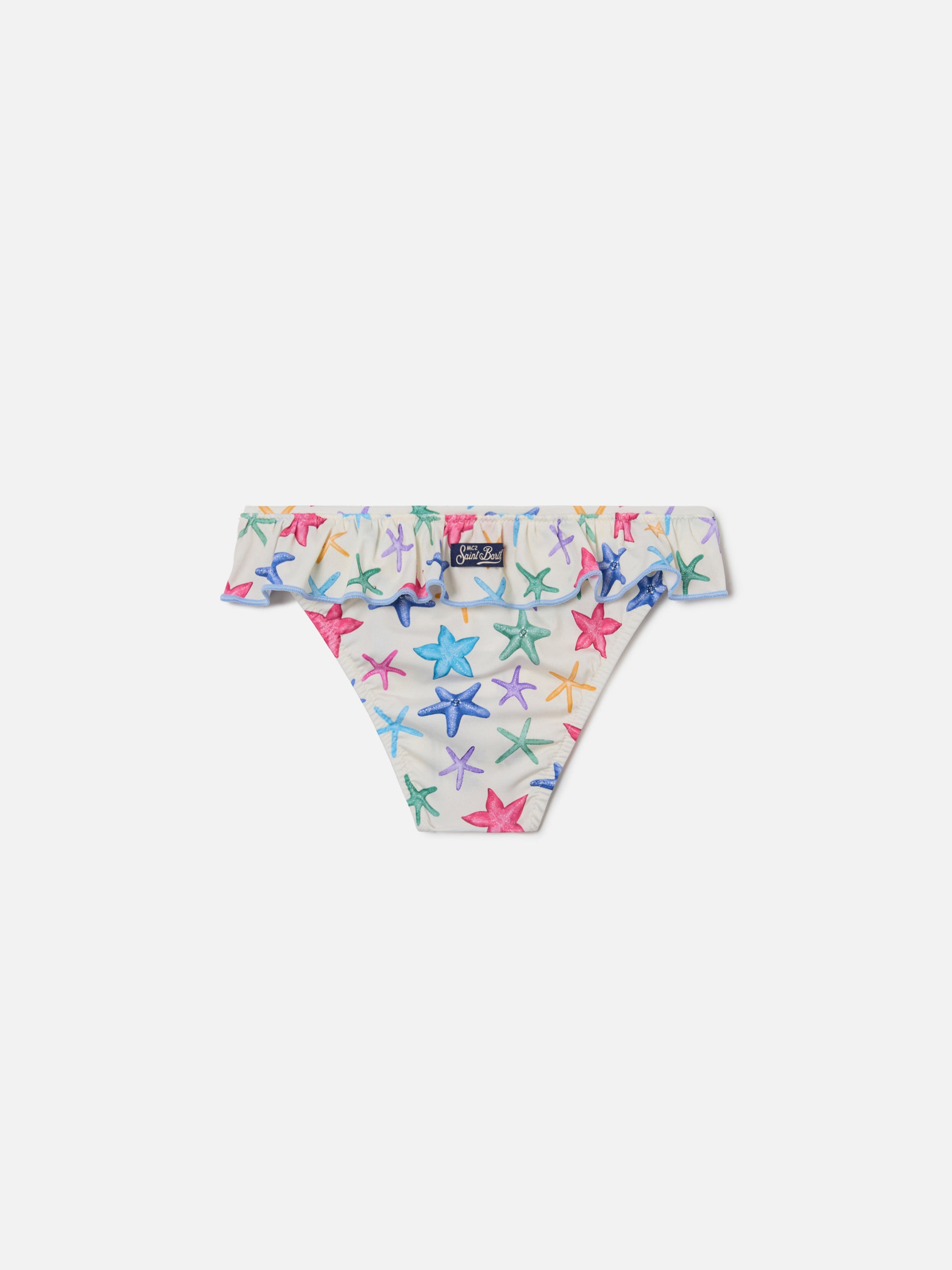 mc2-saint-barth-melly-slip-mare-bambina-panna-con-stampa-stelle-marine-e-volant image 2