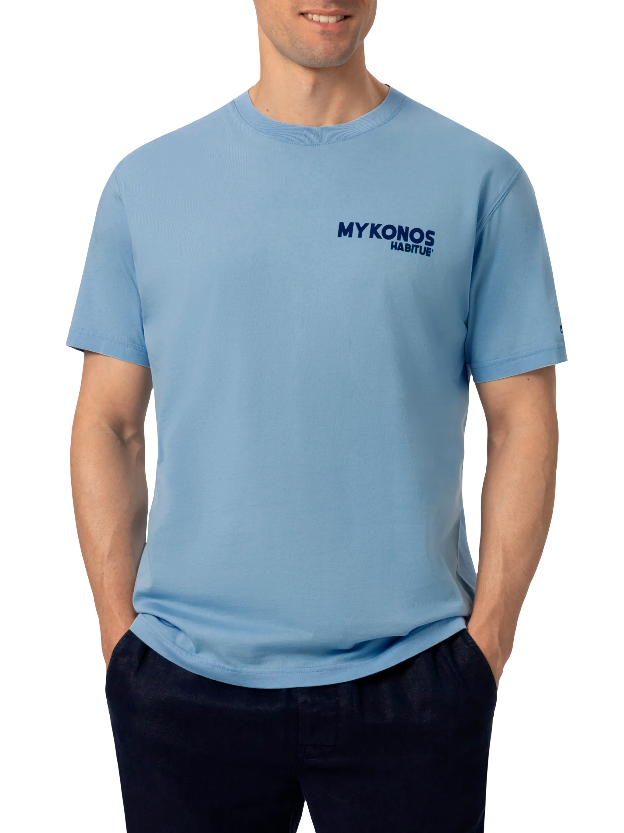 mc2-saint-barth-man-t-shirt-uomo-cotone-blu-stampa-postcard-mykonos image 3