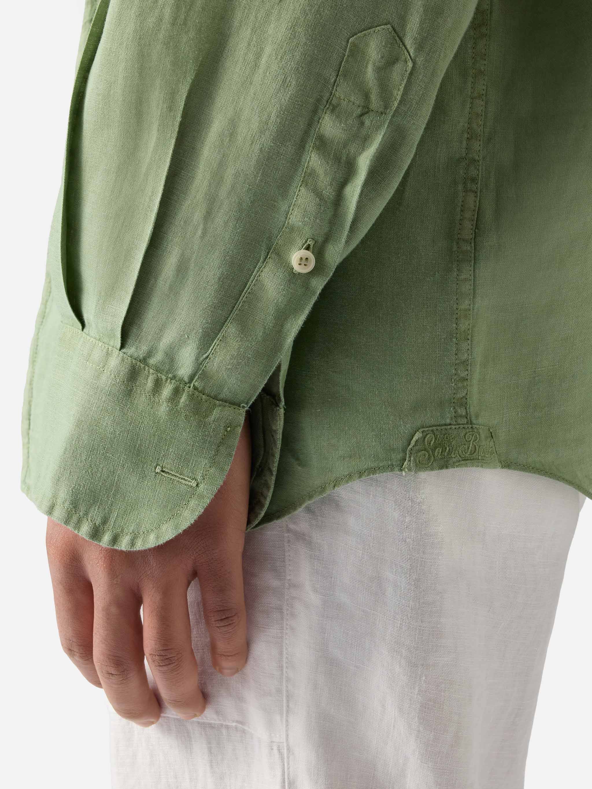mc2-saint-barth-camicia-uomo-raphael-verde-salvia-in-puro-lino image 2