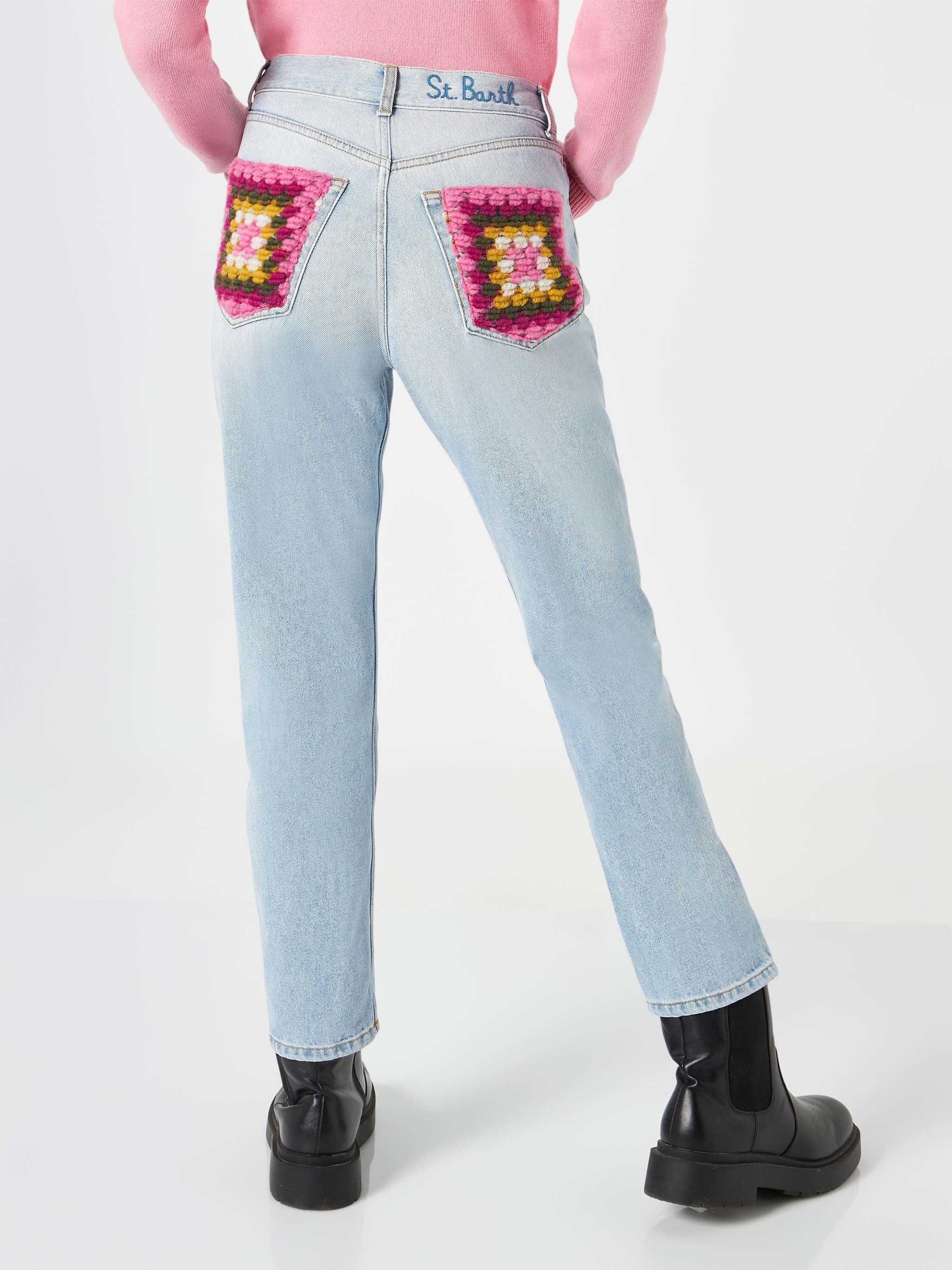 mc2-saint-barth-belleville-jeans-donna-denim-azzurro-tasche-crochet image 2