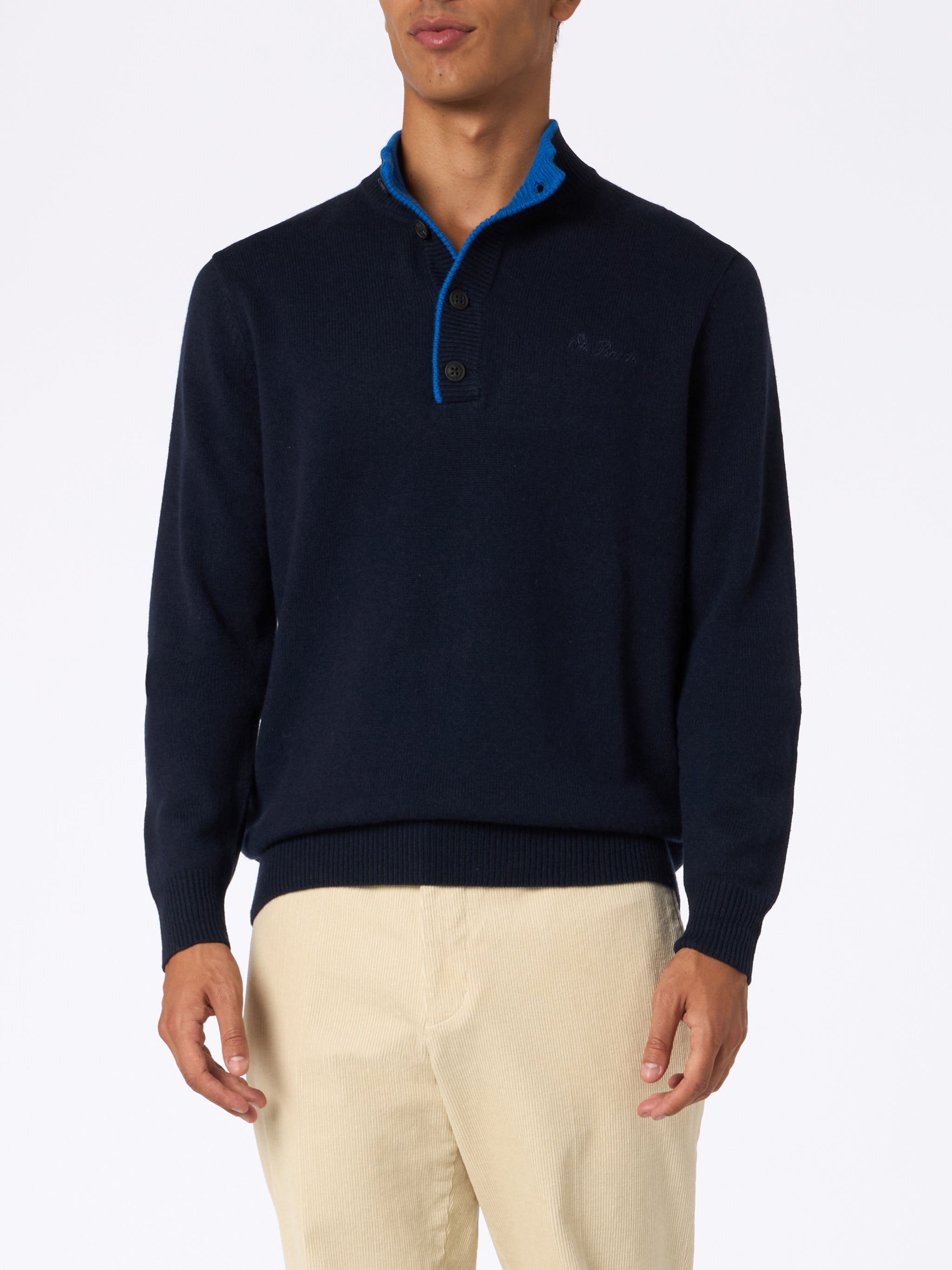 mc2-saint-barth-maglione-polo-blu-navy-uomo-in-blended-cashmere-mod-dora001 image 1