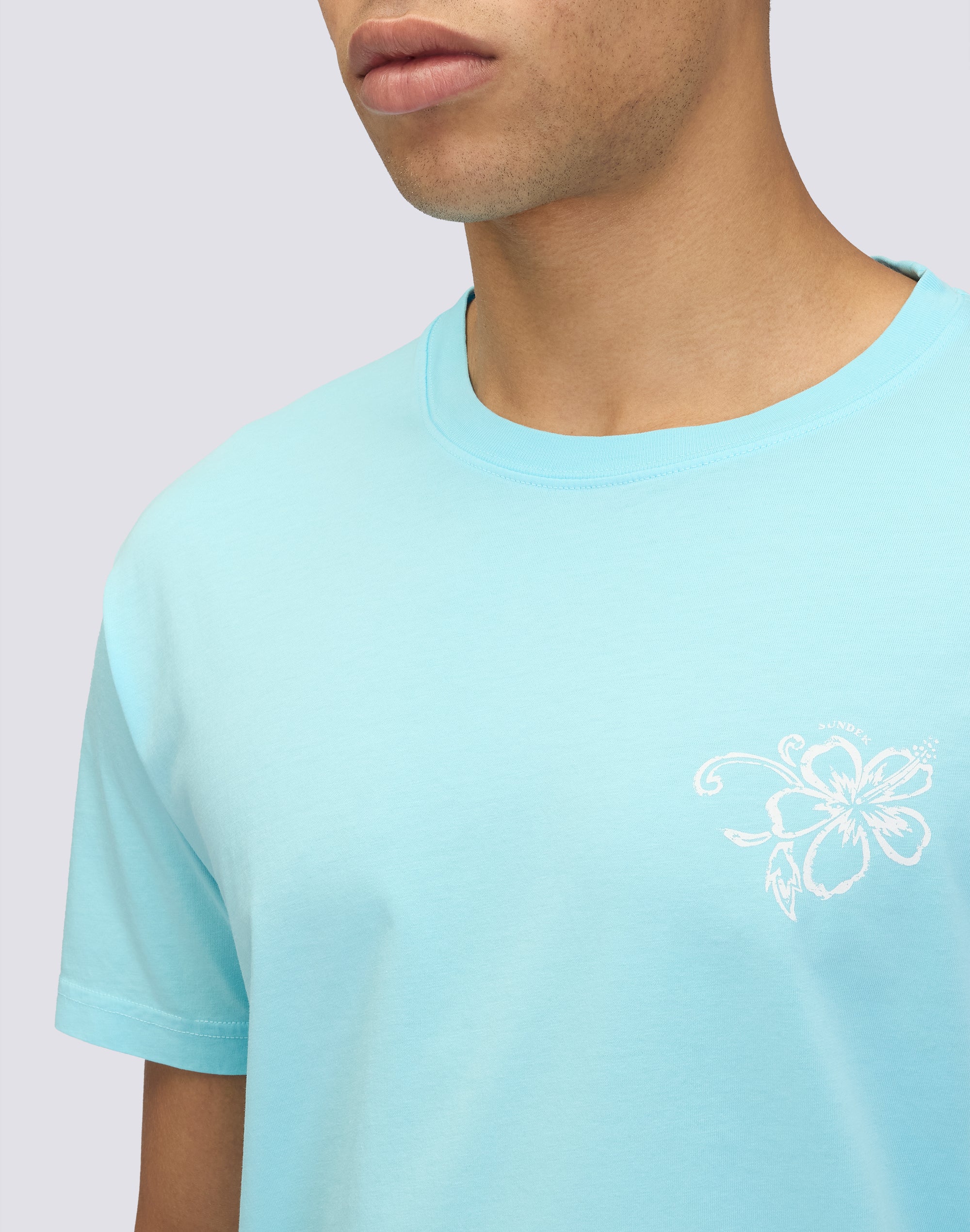 sundek-m321tej78tc-t-shirt-uomo-girocollo-stampa-hibiscus-d-archivio image 4