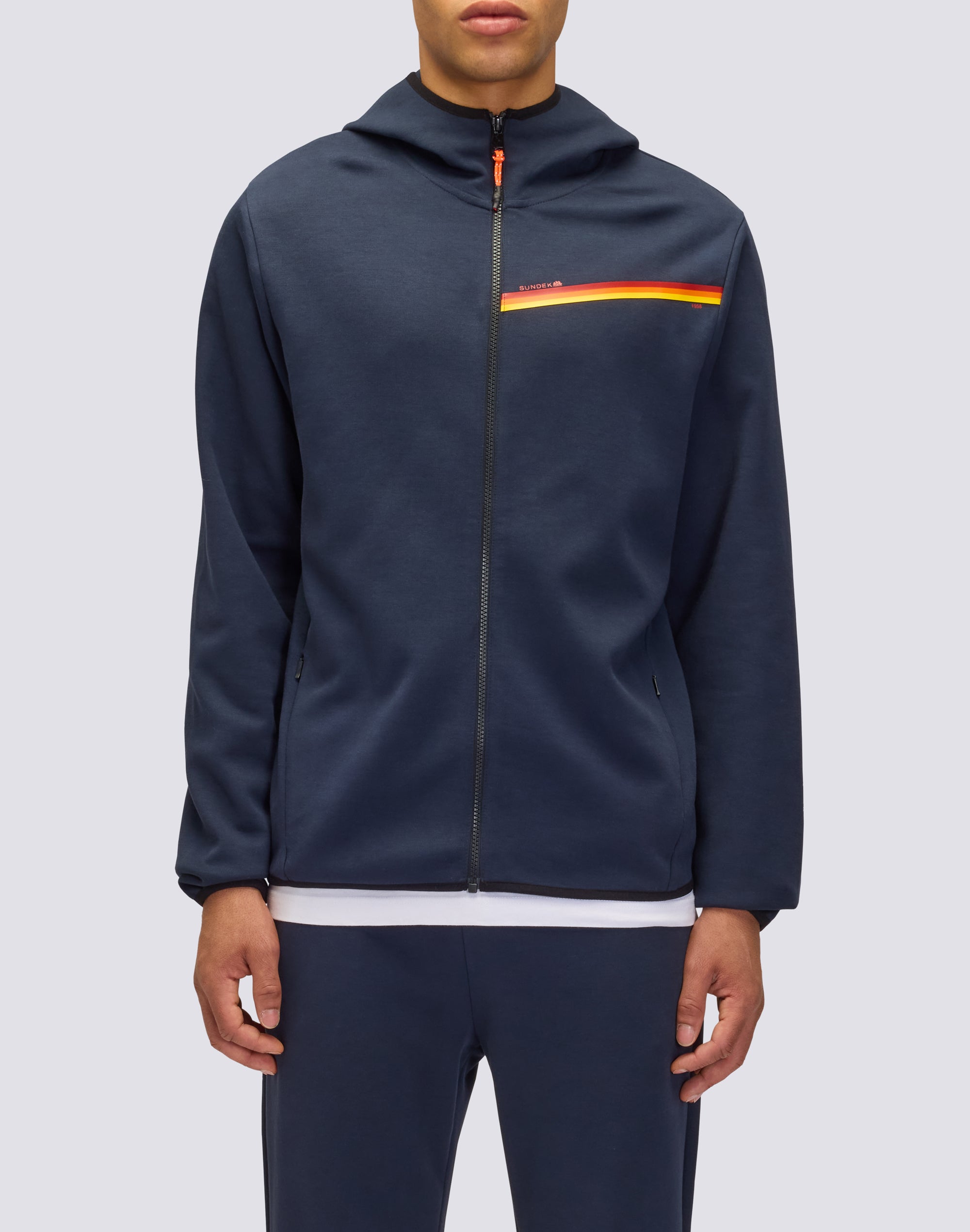 sundek-1958-felpa-uomo-con-cappuccio-full-zip-e-tricolore image 1