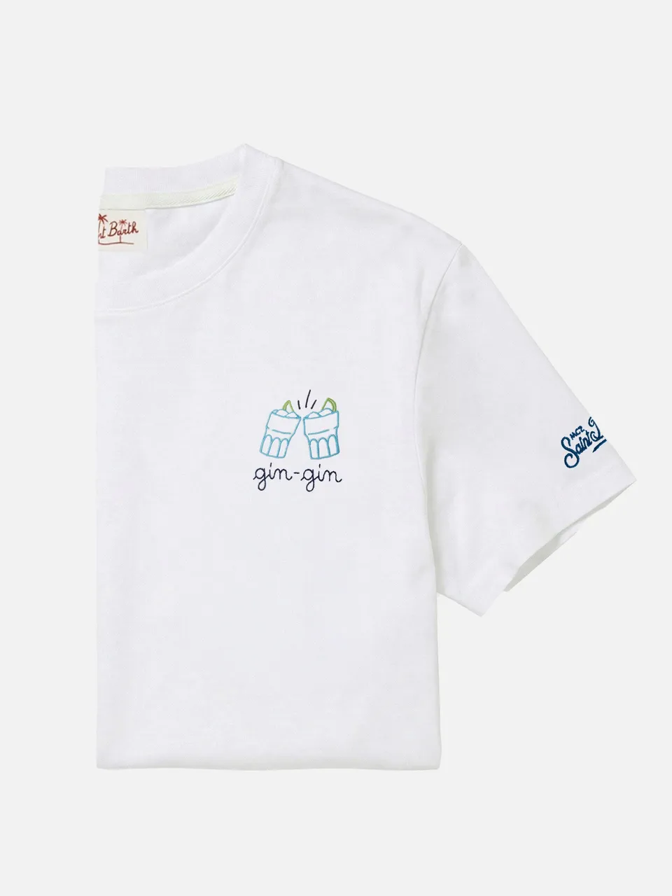 mc2-saint-barth-portofino-t-shirt-uomo-bianca-cotone-con-ricamo-gin-gin image 1