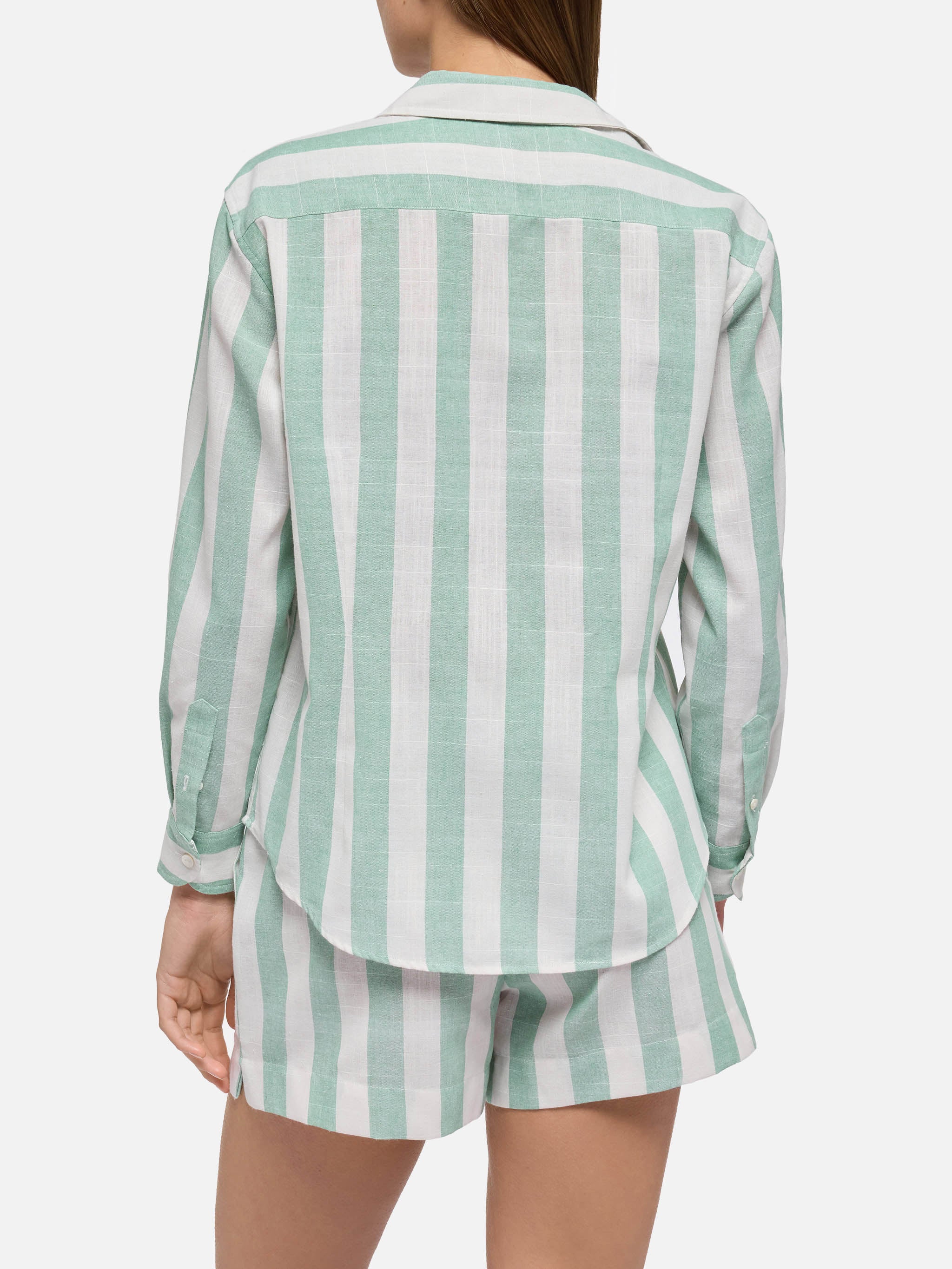 mc2-saint-barth-meredith-camicia-classica-donna-a-righe-verde-salvia image 3