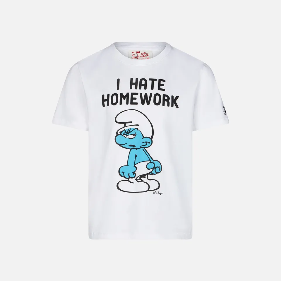mc2-saint-barth-t-shirt-bambino-cotone-bianca-puffi-special-edition image 1