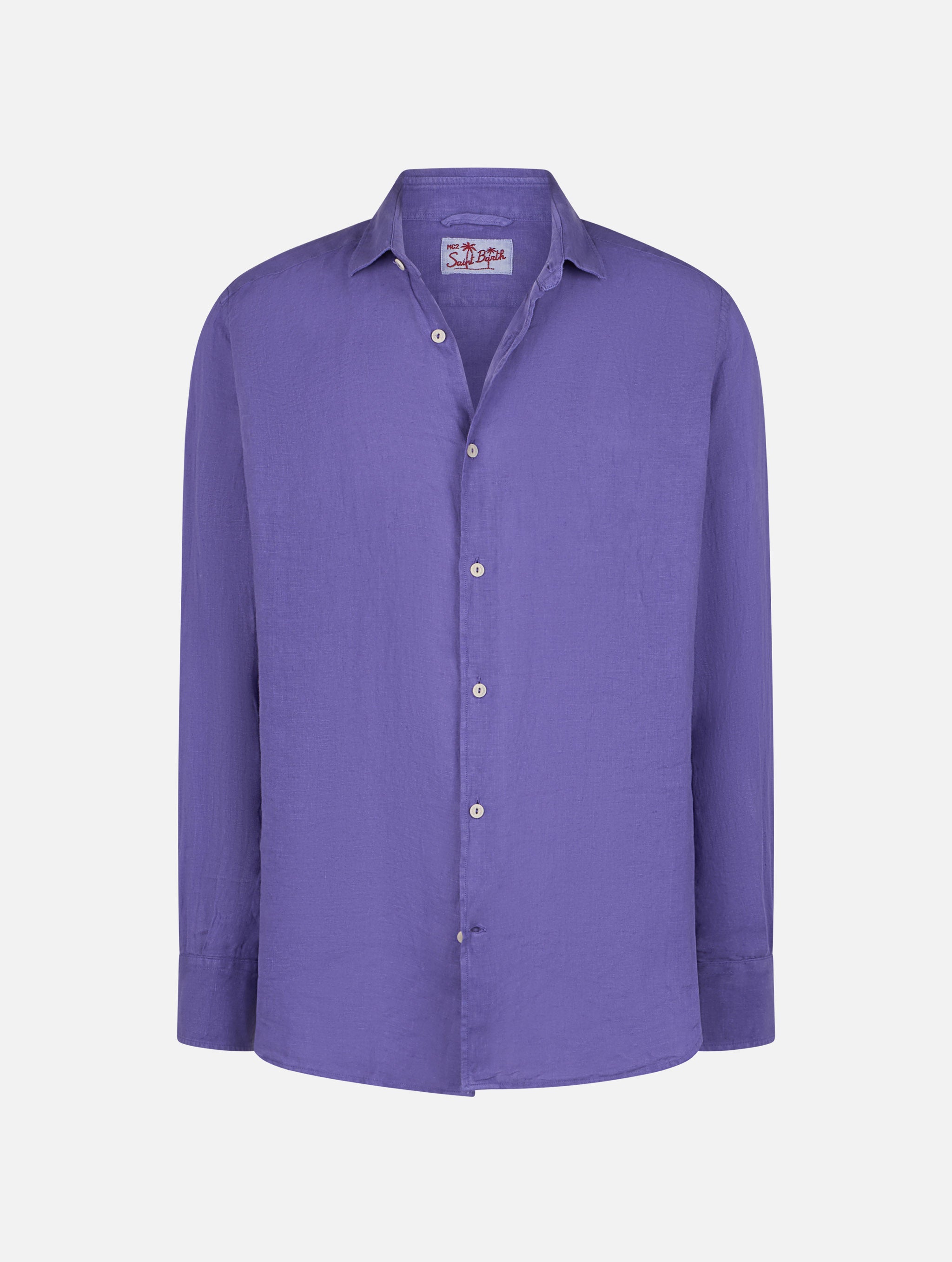 mc2-saint-barth-camicia-uomo-pamplona-in-lino-viola-vintage image 4