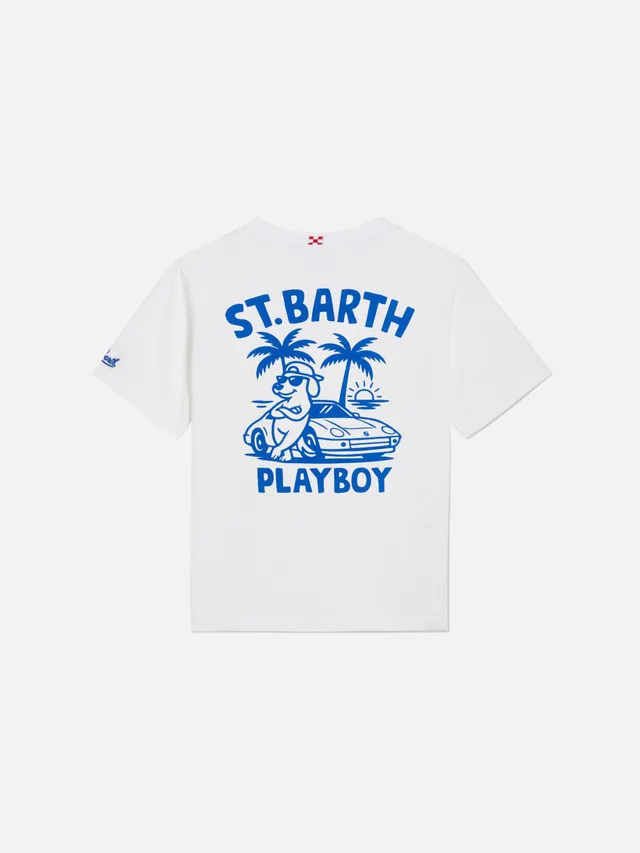 mc2-saint-barth-t-shirt-portland-jr-bambino-bianca-con-maxi-stampa-playboy image 1