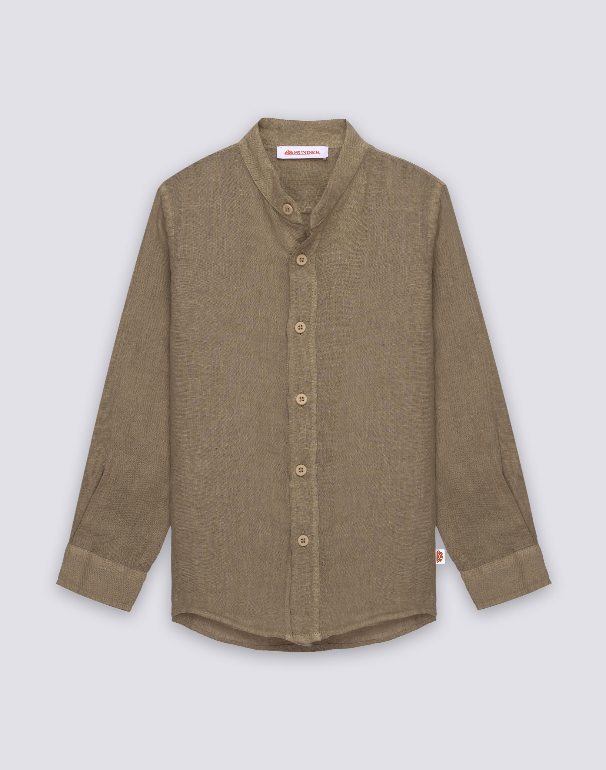 sundek-camicia-bambino-in-lino-manica-lunga-colletto-coreana image 1