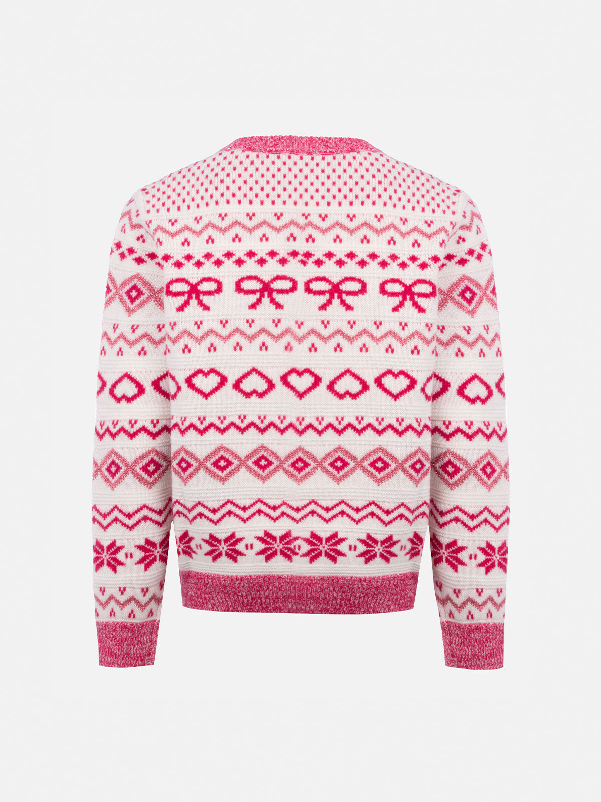 mc2-saint-barth-maglione-princess-girocollo-fair-isle-bambina-bianco-e-rosa-con- image 2
