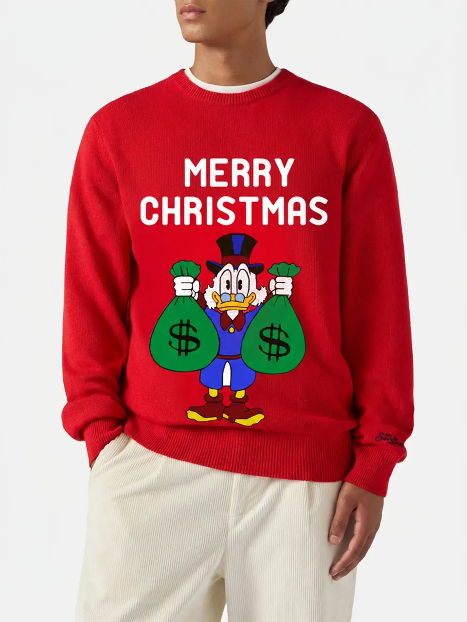 mc2-saint-barth-maglione-heron-uomo-jacquard-zio-paperone-merry-christmas-rosso- image 1