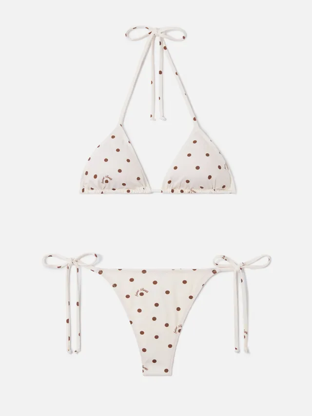 mc2-saint-barth-bikini-leah-norah-con-stampa-pois-beige-e-marrone image 1