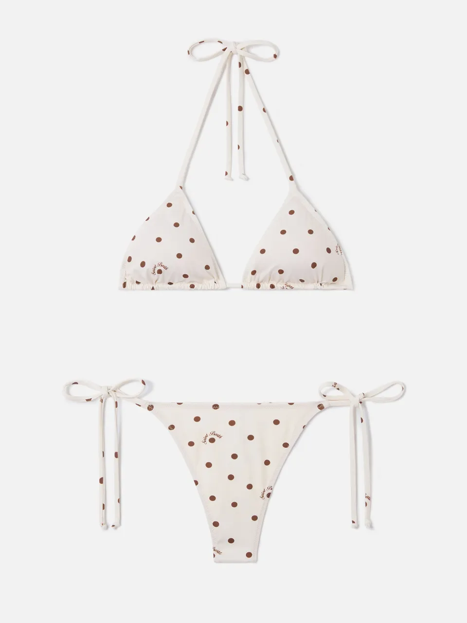 mc2-saint-barth-bikini-leah-norah-con-stampa-pois-beige-e-marrone image 1