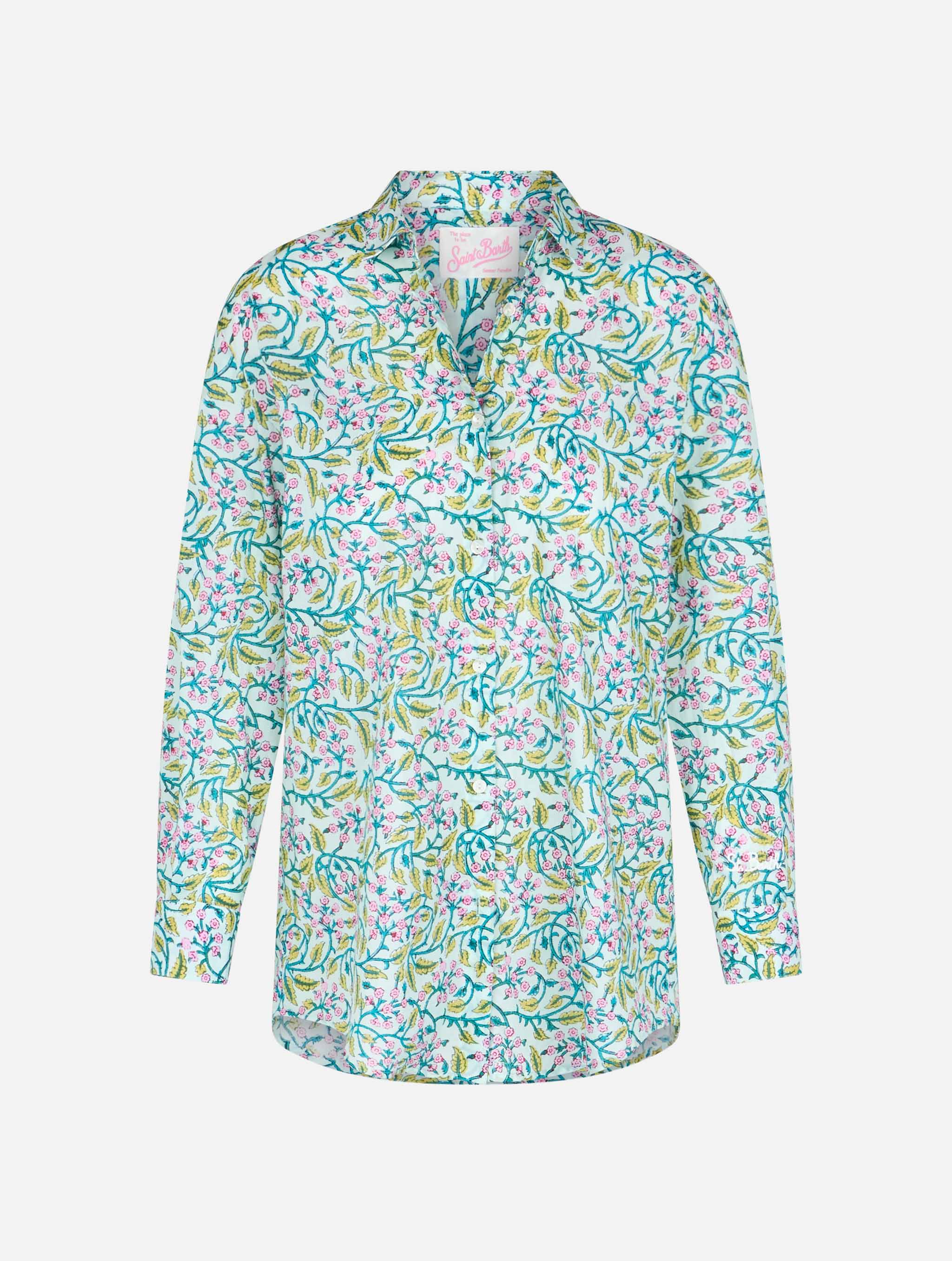 mc2-saint-barth-brigitte-camicia-donna-in-cotone-multicolor-floreale-verde image 6