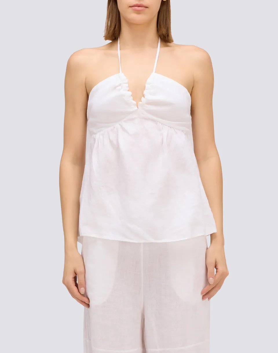 sundek-goldenwave-top-donna-in-lino-tinto-capo-smanicato image 1